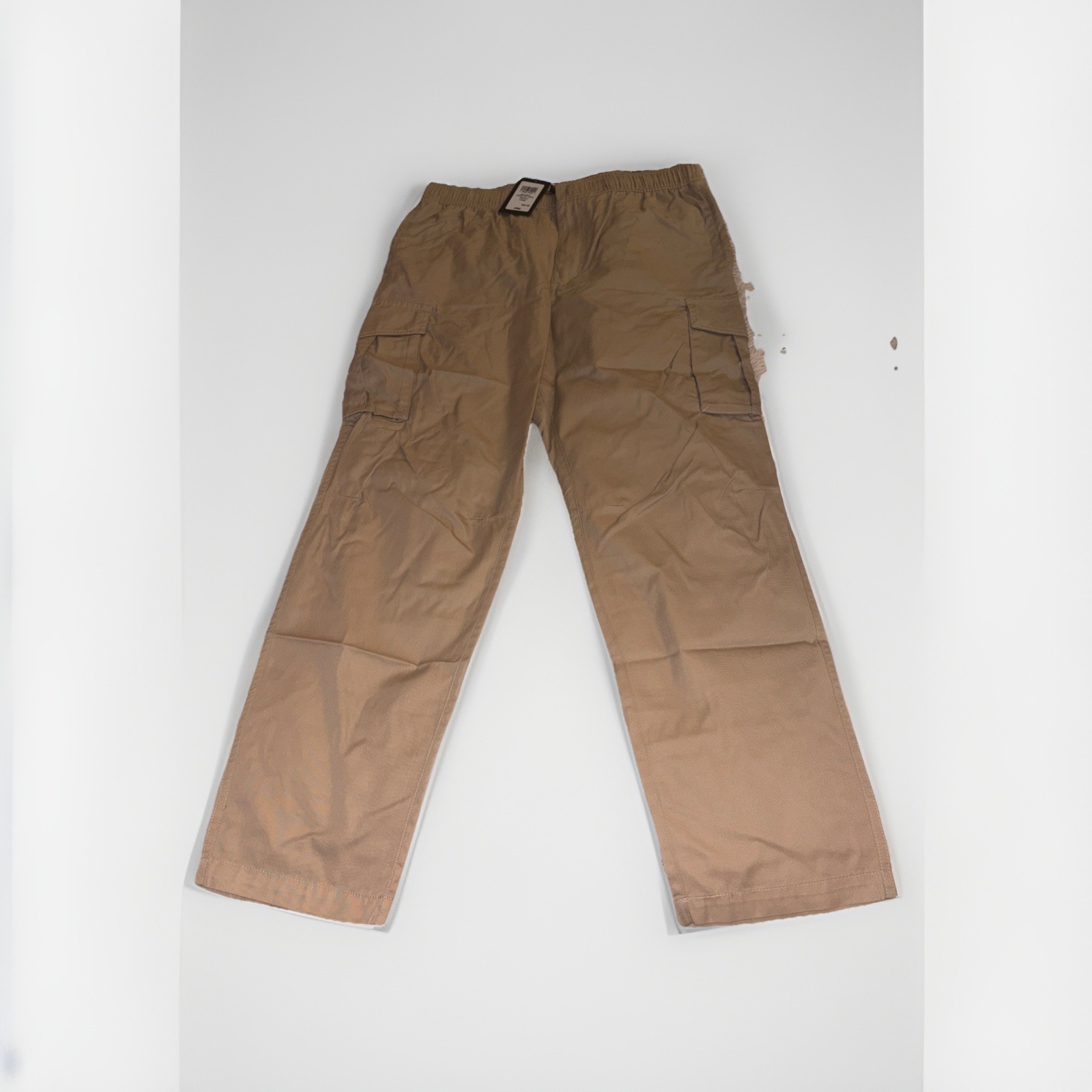 CSG Men’s Beige Cargo Pants L Regular Standard Fit Tapered Elastic SALE!