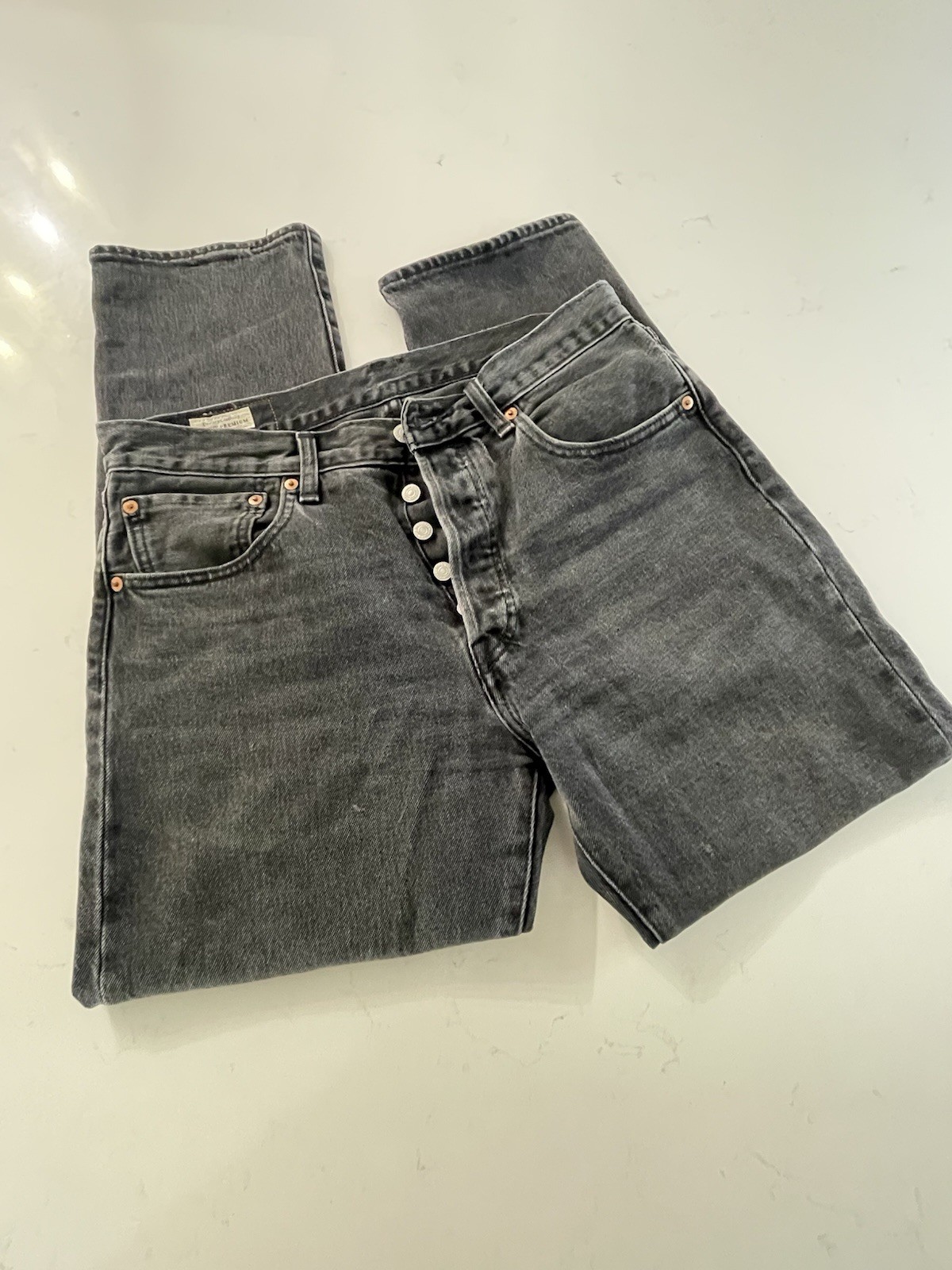 Levi’s Premium 501 ’93 Straight Fit Black Denim Jeans Button Fly Size 31