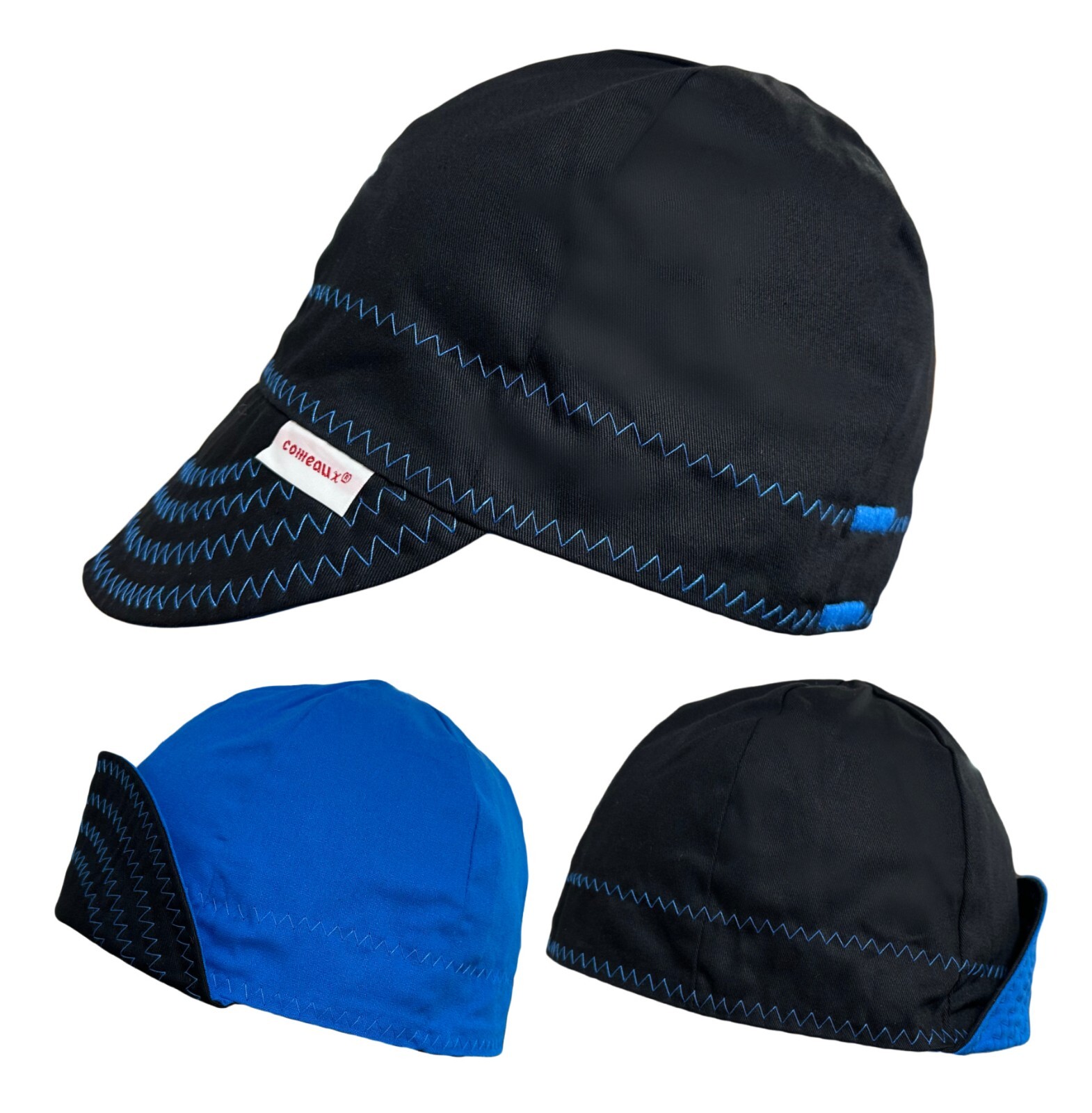 New 1 Comeaux Caps Welding Welders Hat Reversible Black with colored stitching
