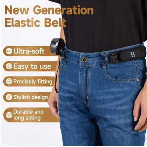 2PCS Tactical Metal Hook Elastic Belt Buckle-Less Invisible Waist Belt Closure