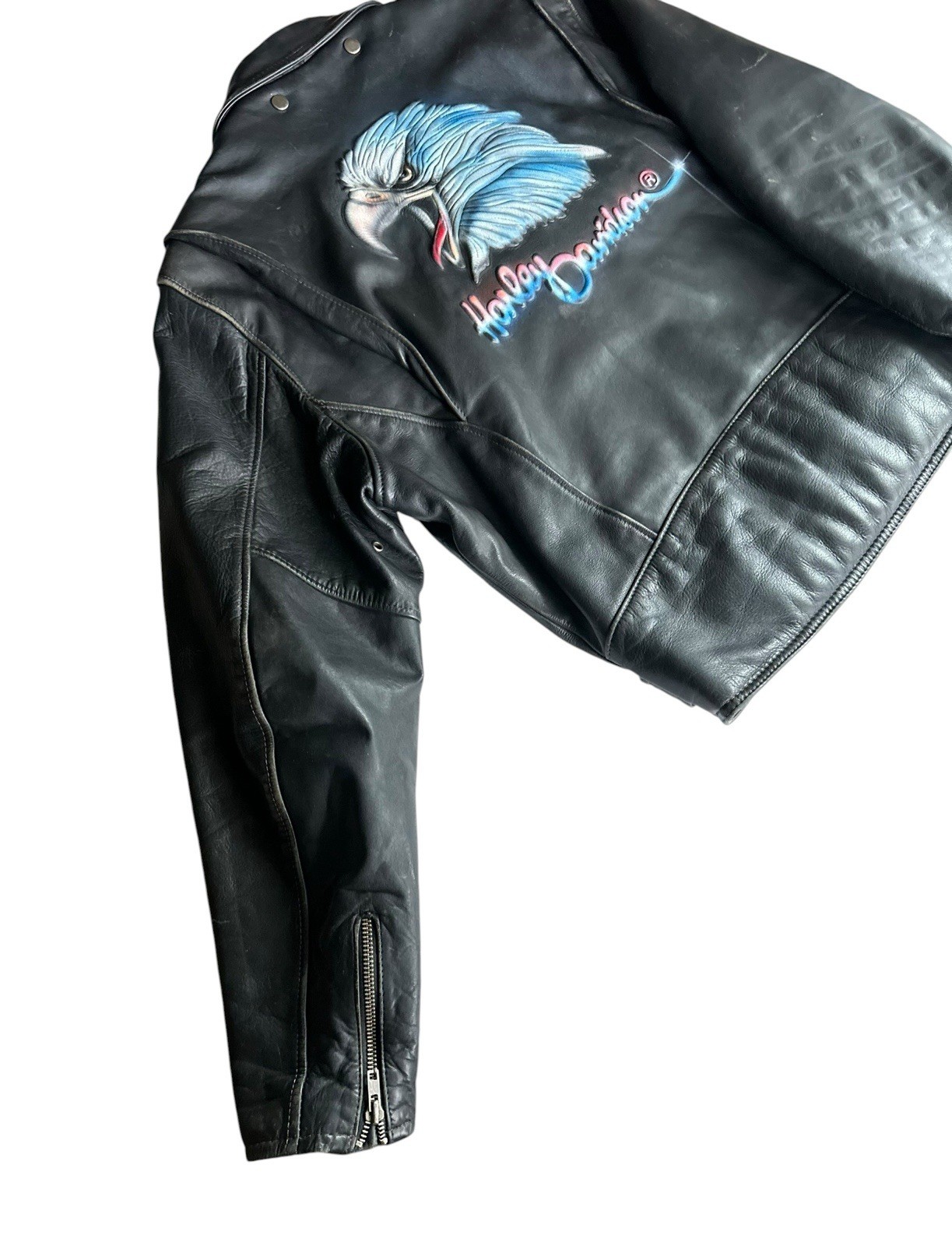 Vintage Harley-Davidson Black Eagle Leather Tassel Jacket Men’s Size 44 (Custom)