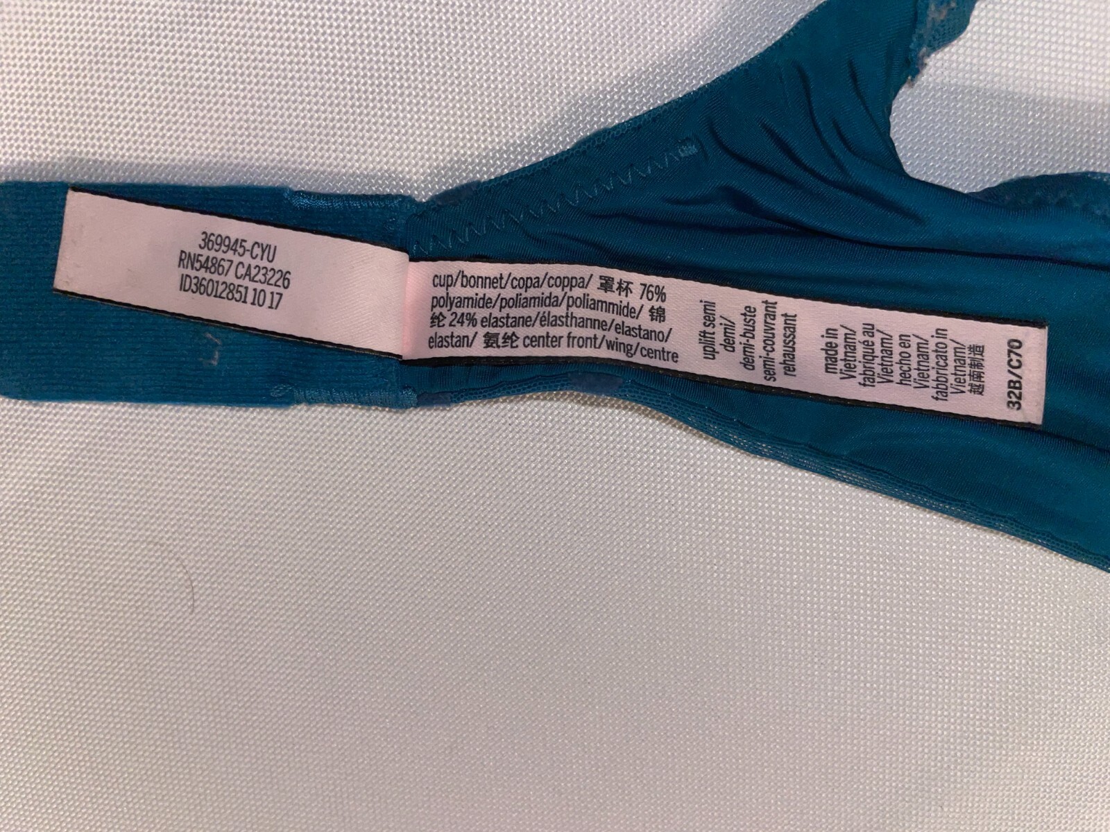 Victoria Secret 32B bra Uplift semi demi women’s Teal Blue