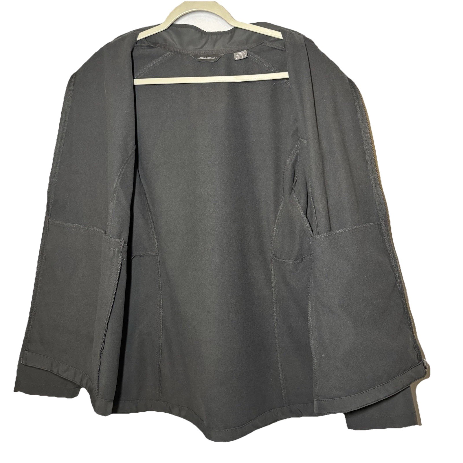 Eddie Bauer Soft Shell Fleece Lined Women 2XL Gray Jacket Full Zip Pocket EB657