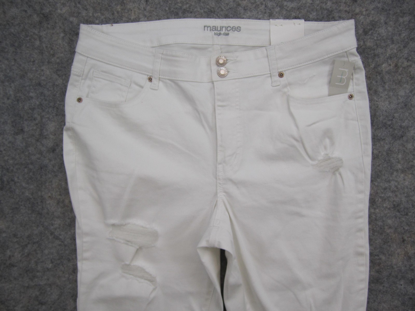 Maurices Ankle Jeans Womens Plus 16W White High Rise Distressed Stretch Denim