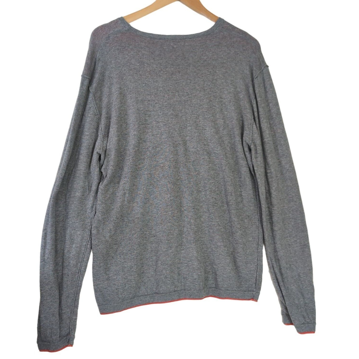 Five Four Reversible Sweater Mens XL Grey Orange Pullover Crew Neck Cotton