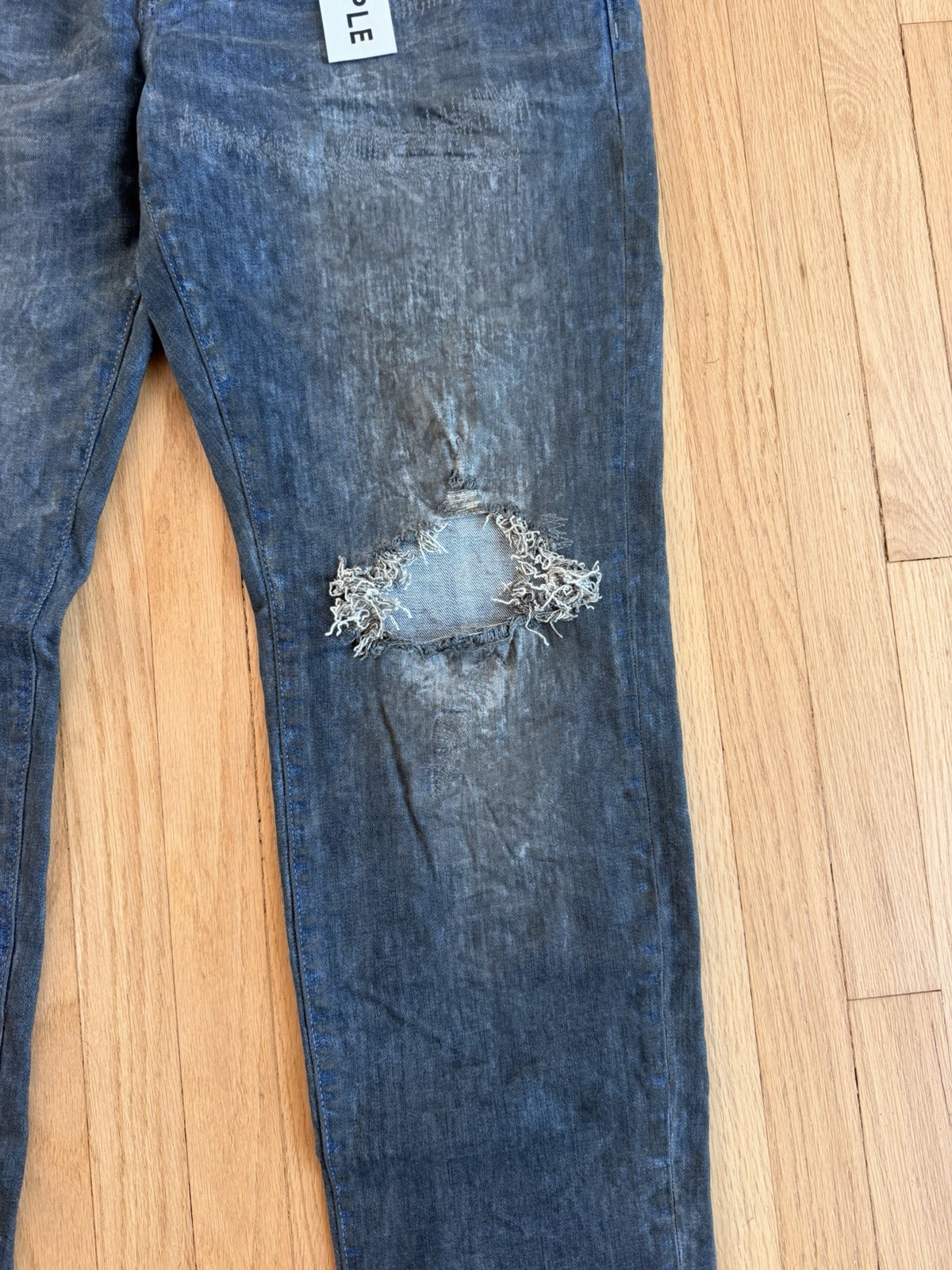 PURPLE BRAND Slim Fit Distressed Blue Denim Jeans Medium Wash 5-Pocket Men’s