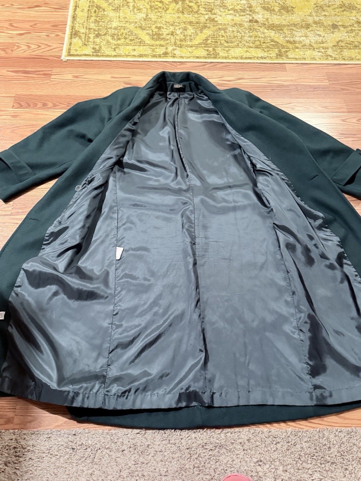 Vintage Alorna 100% wool Women’s Coat Teal green Long Double Breasted USA large