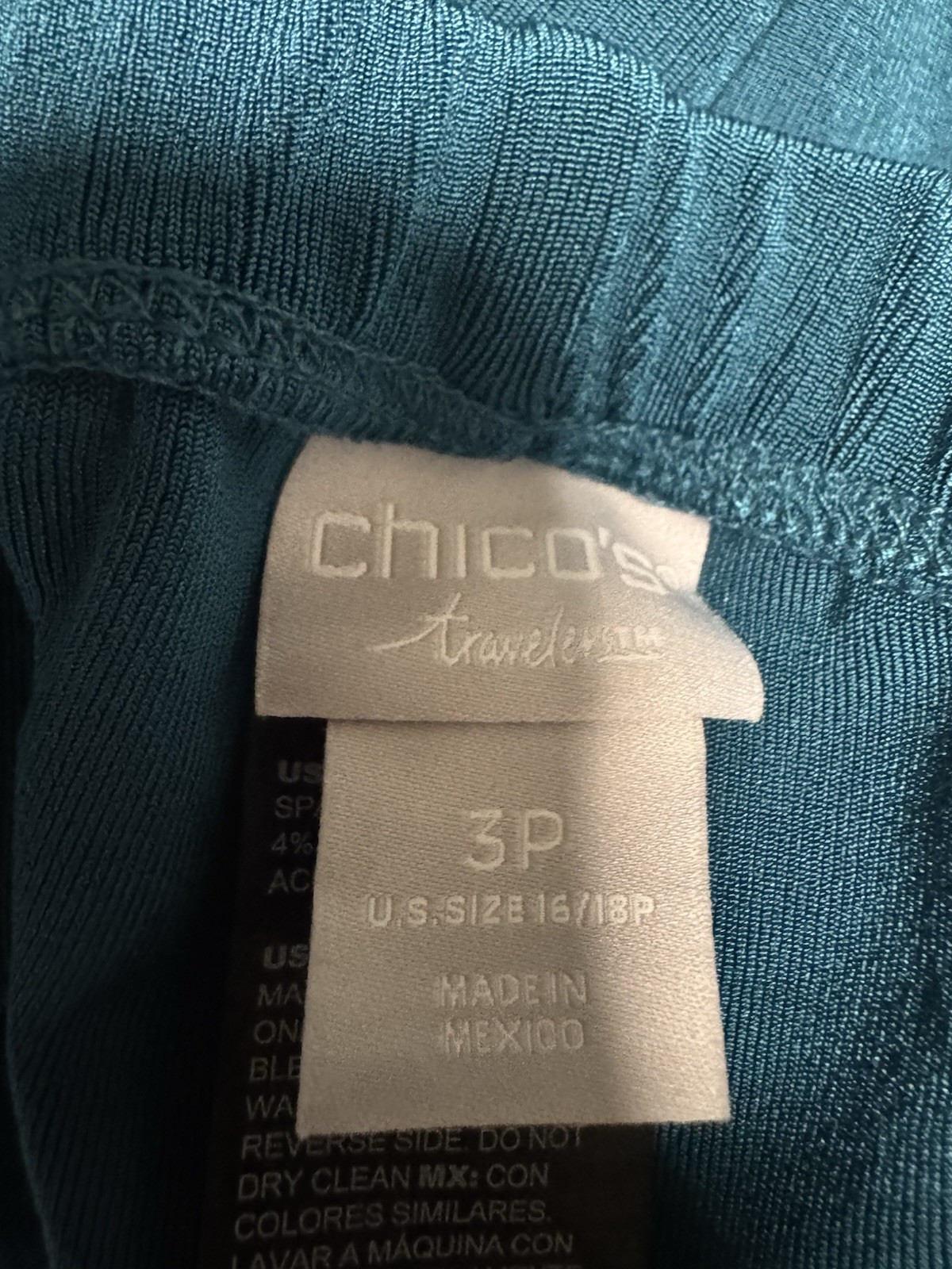 Chico’s Traveler’s Multi Color Abstract Pant Set Size 3p Slinky Knit Inseam 29”