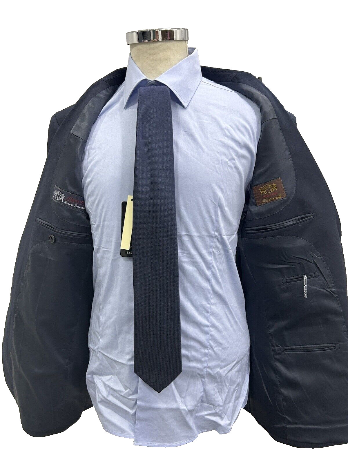 Men’s Tailored Suit Made In Italy Blue Tasmania Wool 46 48 50 52 54 56 58 60