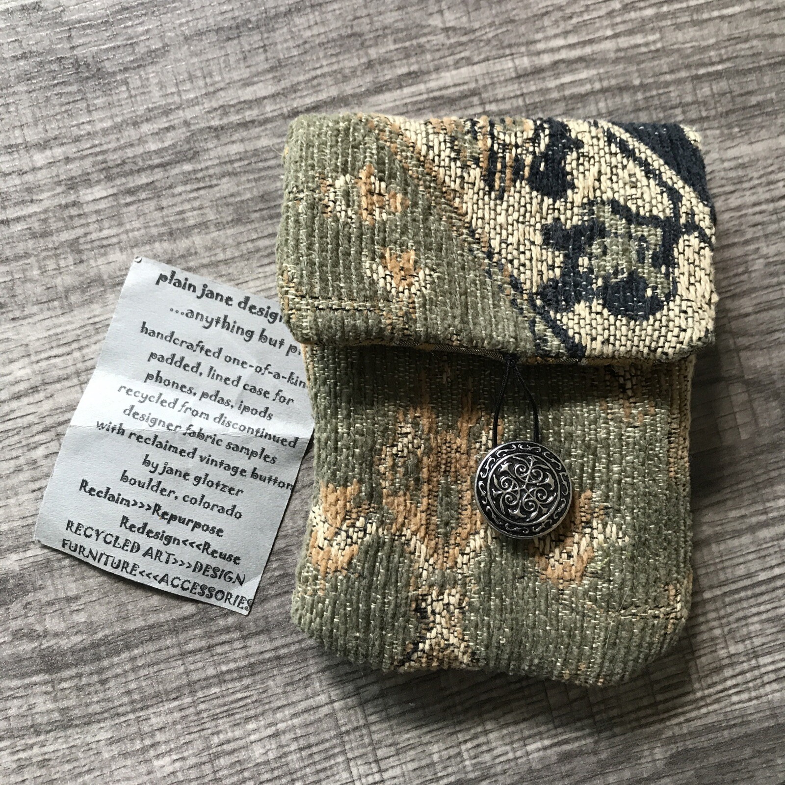 Plain Jane Design Wallet Case Recycled Materials Handcrafted Fabric Samples Boho