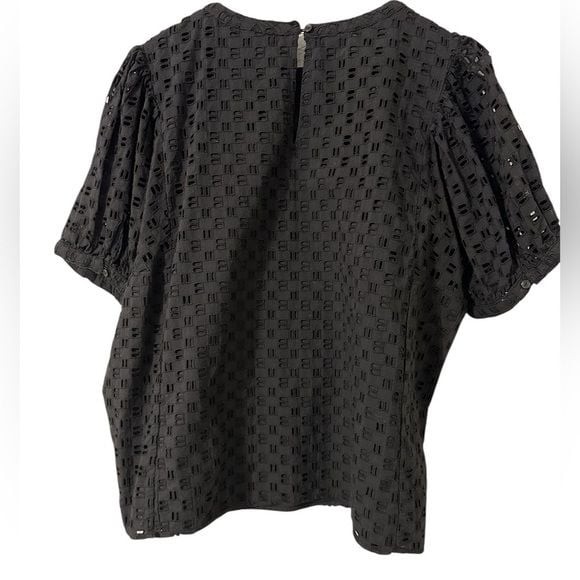 ELIZABETH & JAMES BLACK CROCHET*BUBBLE SLEEVE* BLOUSE TOP
