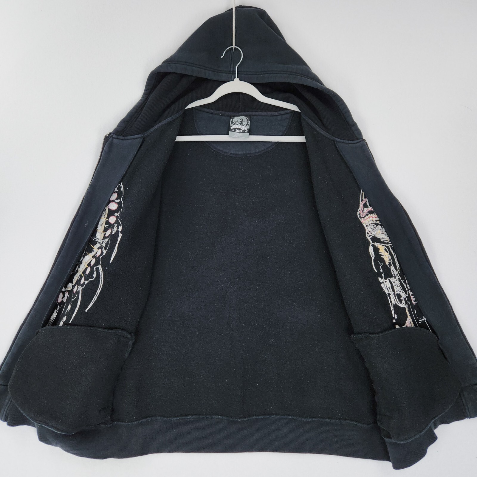 Avirex Jacket Mens 3XL Black Vintage Native American Embroidered Full Zip Hoodie