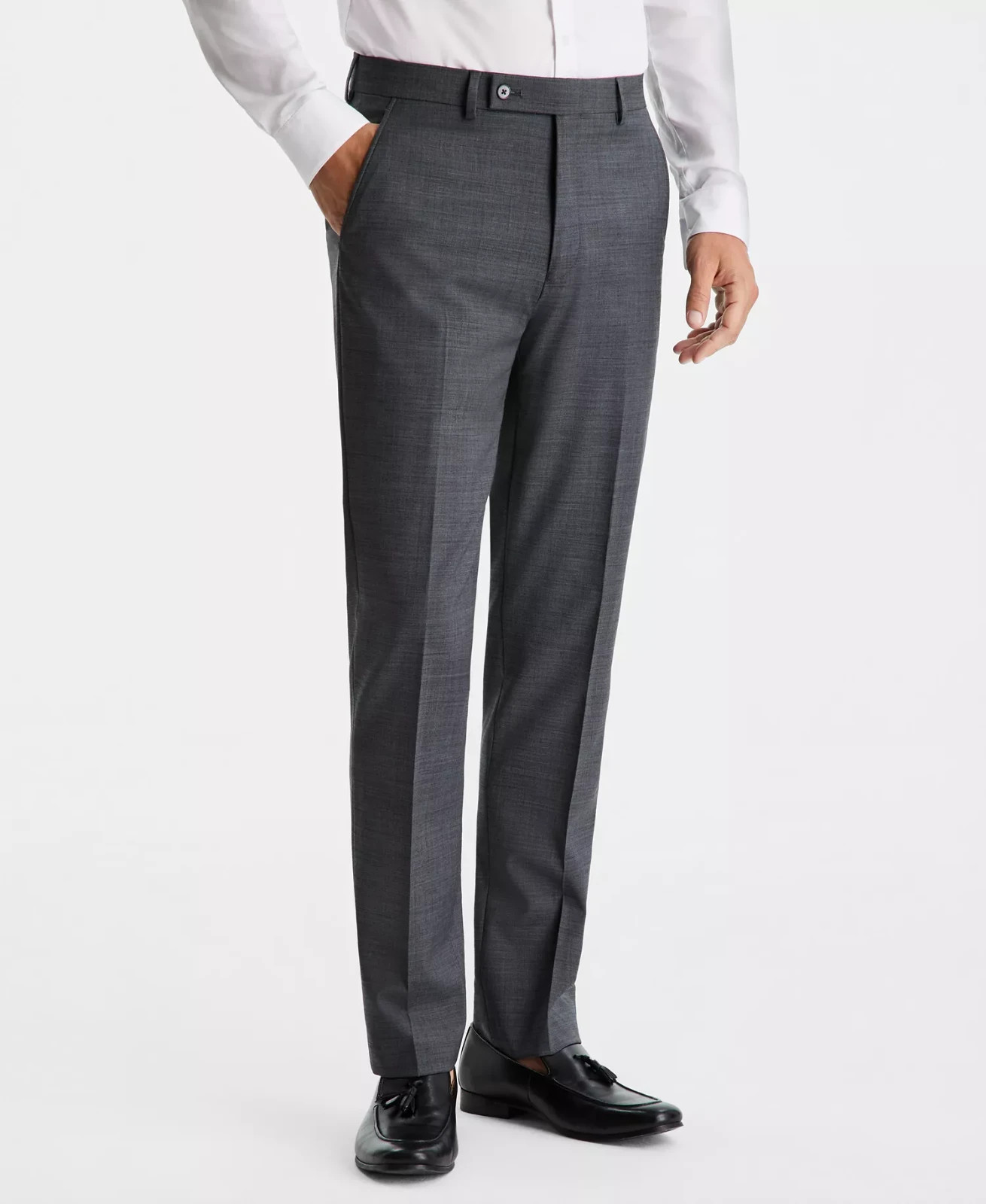 Calvin Klein Men’s Slim-Fit Wool-Blend Stretch Suit Pants Size 30W x 30L Gray
