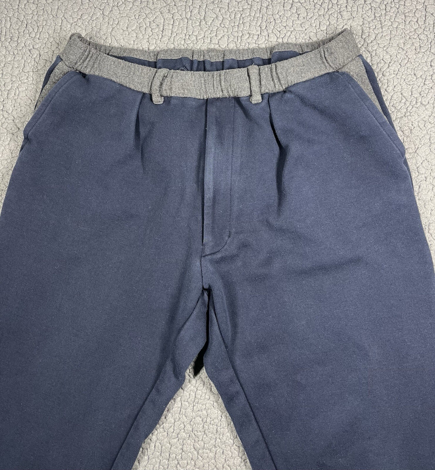Tomorrowland Tokyo Pants Mens Medium Navy Blue Grey Contrast Waistband Joggers