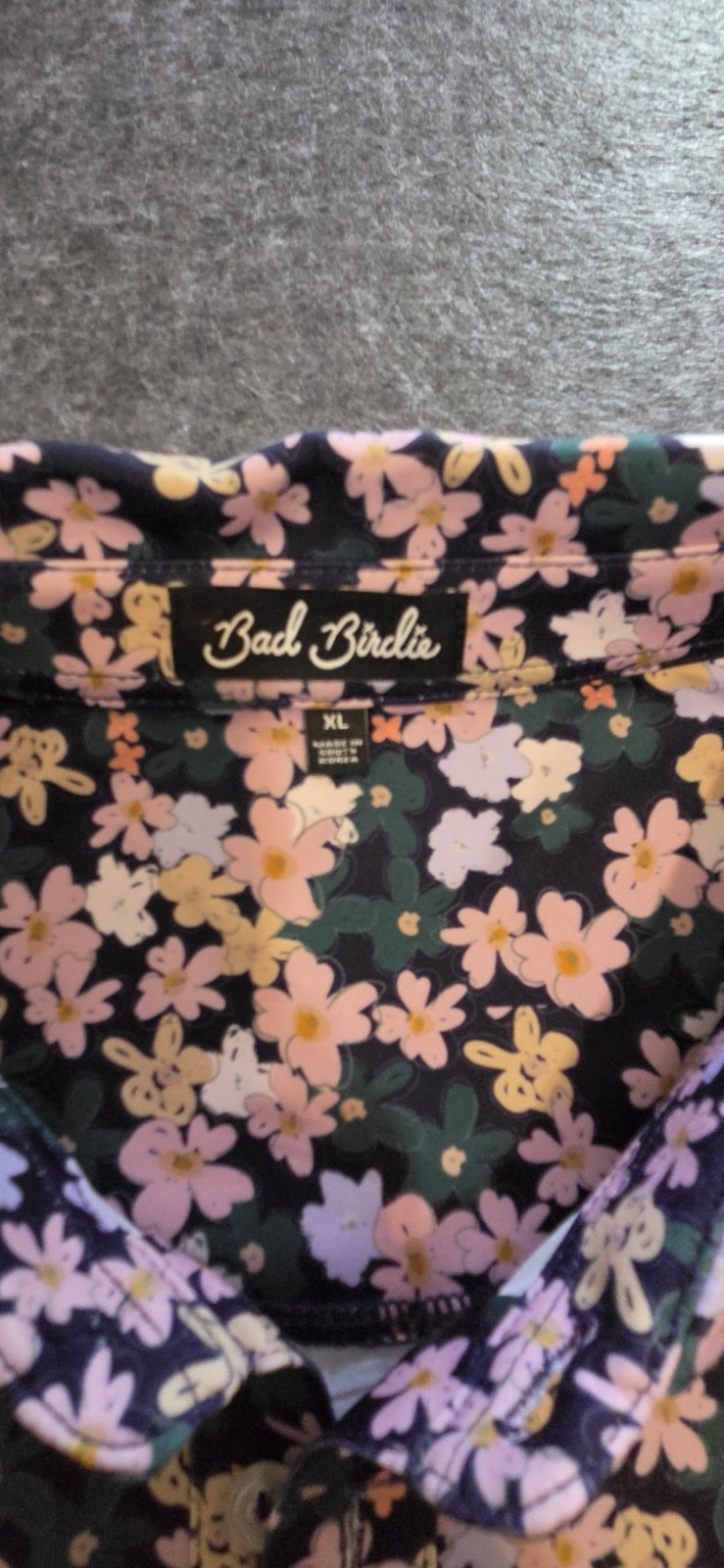 Bad Birdie Men’s XL Multicolor Floral Polo Shirt Short Sleeve Collared Logo
