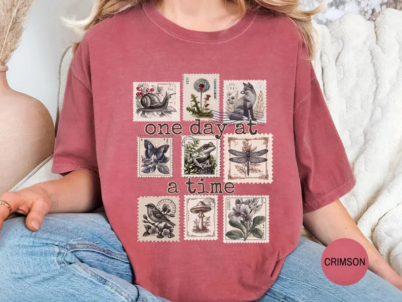One Day At Time Comfort Tee Vintage Style Shirt Inspirational Gift Top