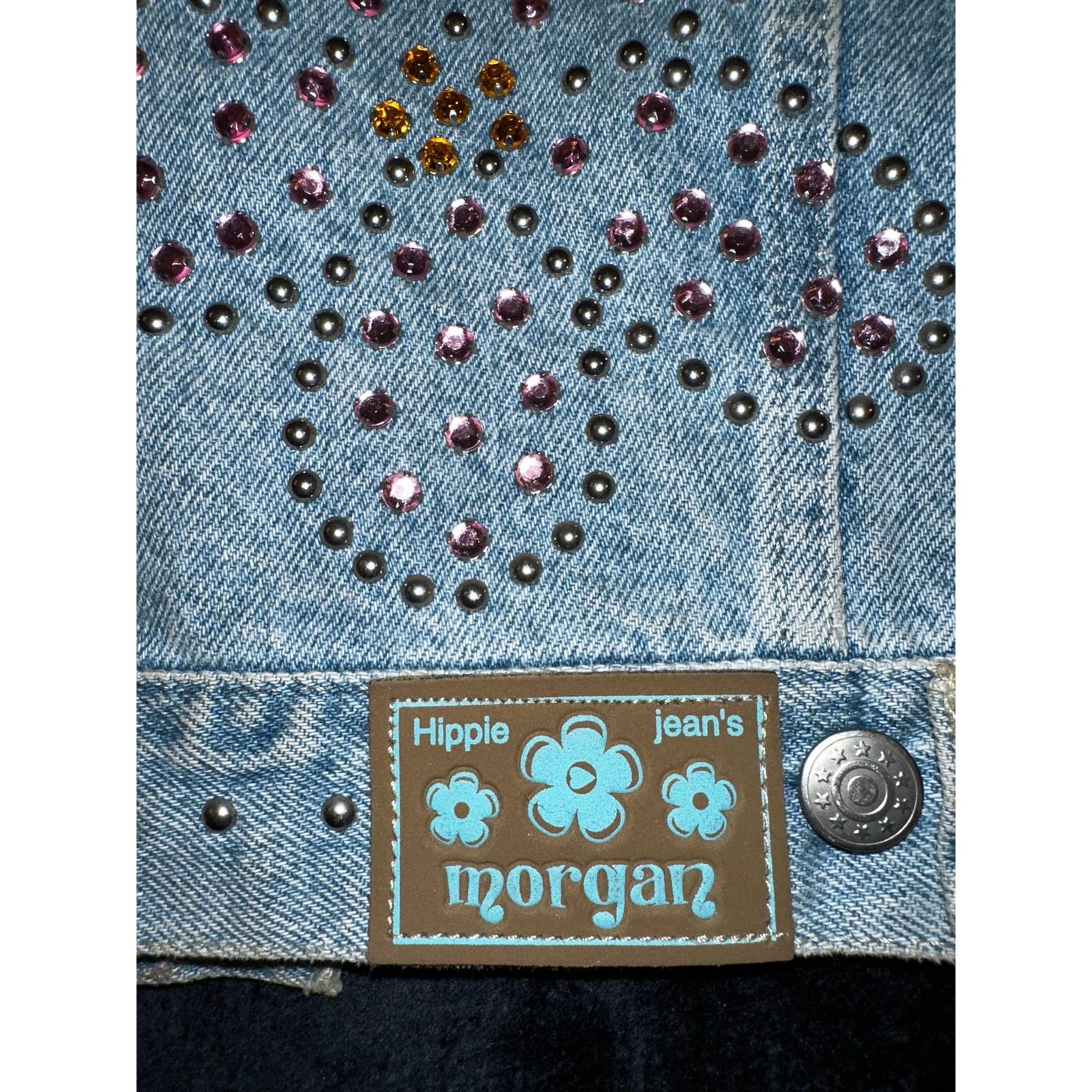 VINTAGE NEW 90’s MORGAN DE TOI BEDAZZLED RHINESTONE DENIM JACKET FESTIVAL