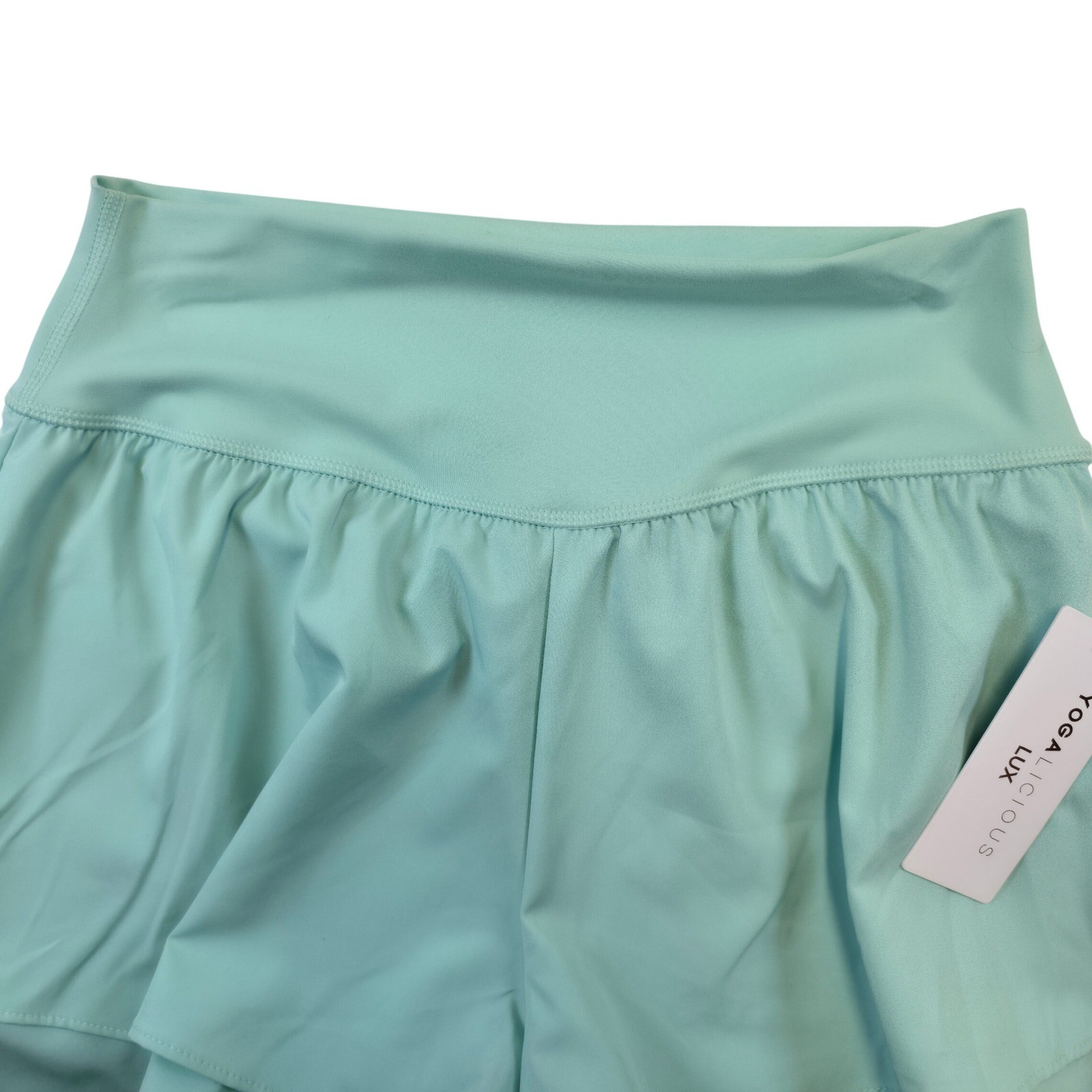 YOGALICIOUS LUX Lightstreme Flirty 2 in 1 Skort Shorts Aqua Teal XL NWT