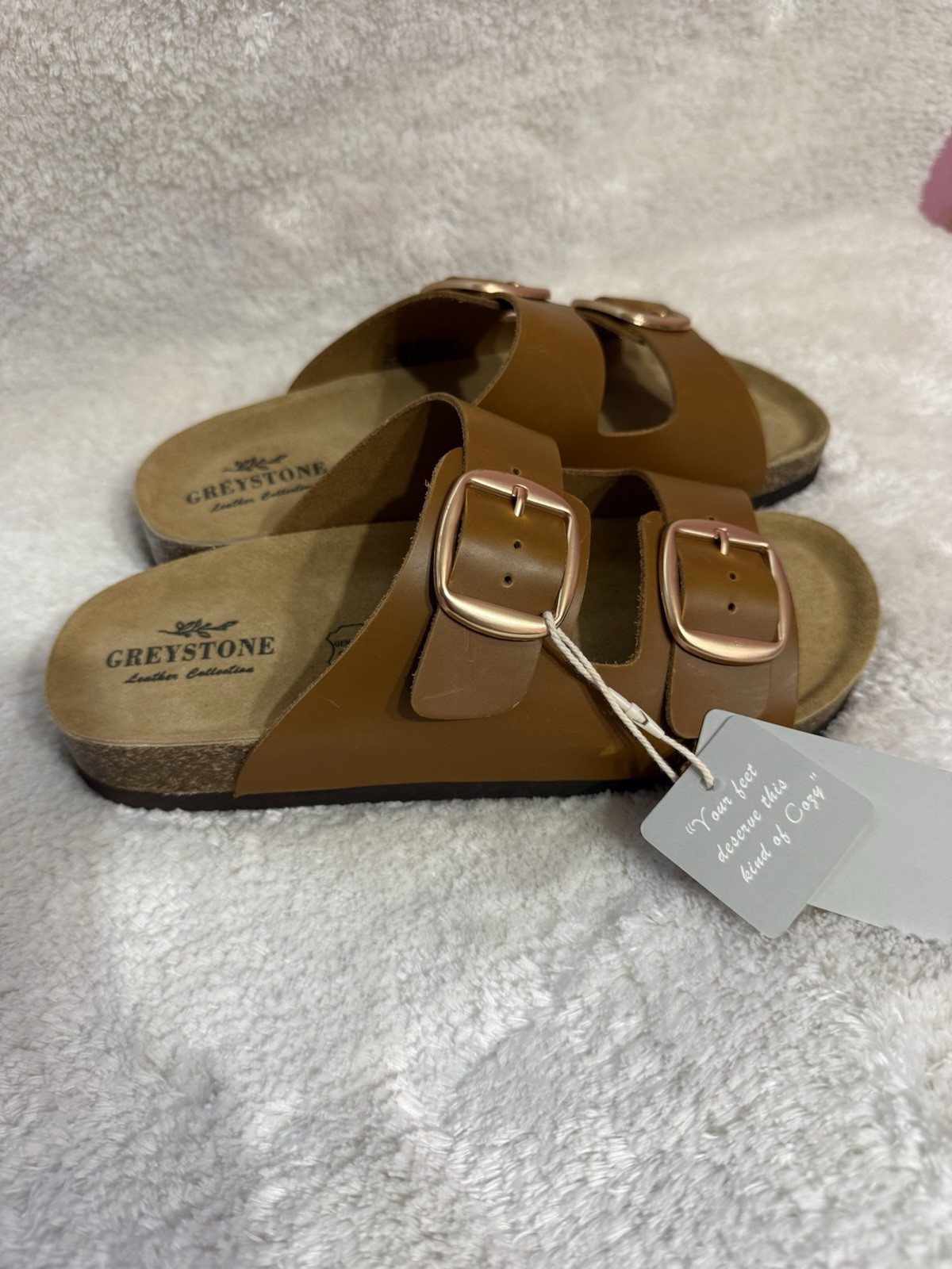 Greystone leather Collection Women’s Sandals, Size 7, Brown Leather