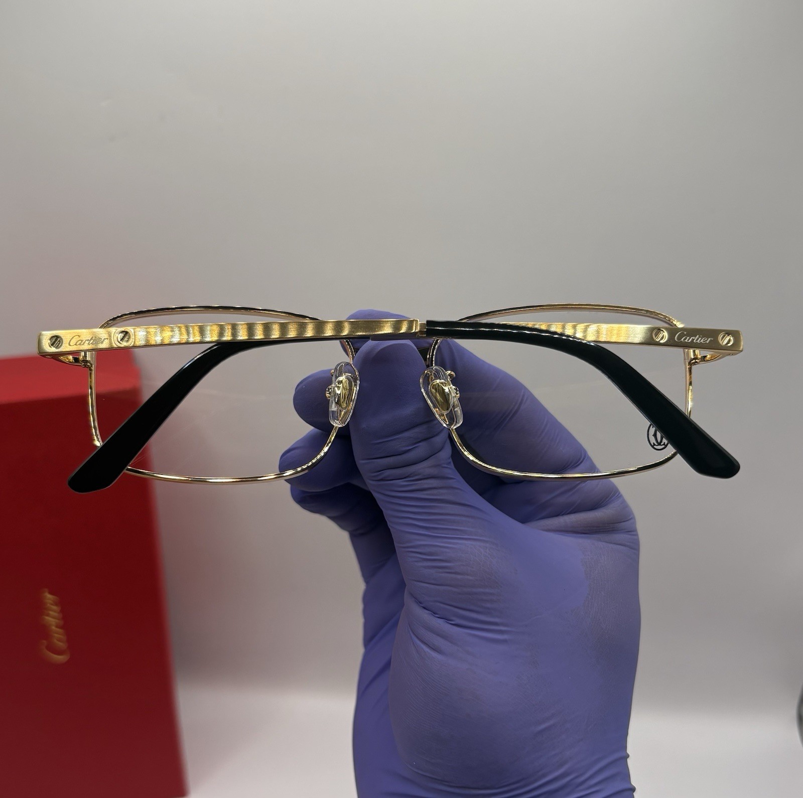 Cartier Big C Diamond Cut Frameless CLEAR Lens Gold Frame