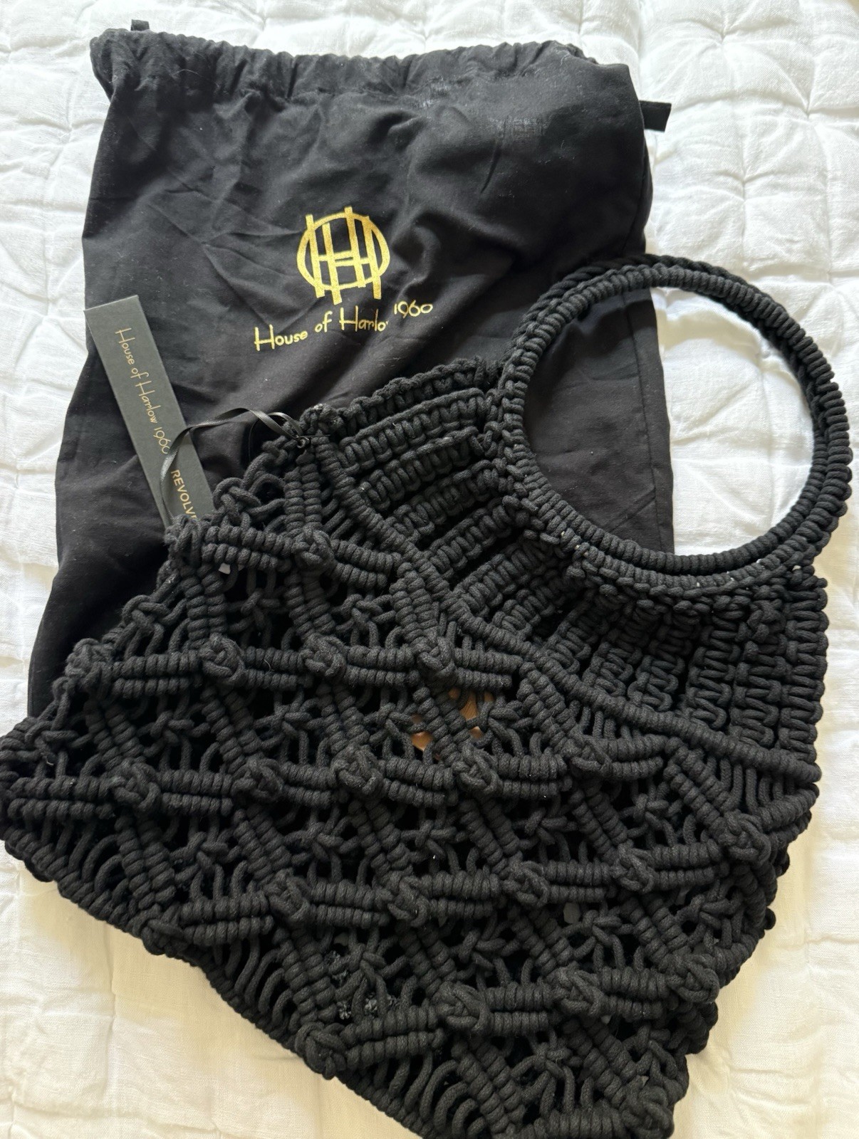 House of Harlow 1960 Knotted Macramé Circle-Handle Quiet Luxury Old Money Status