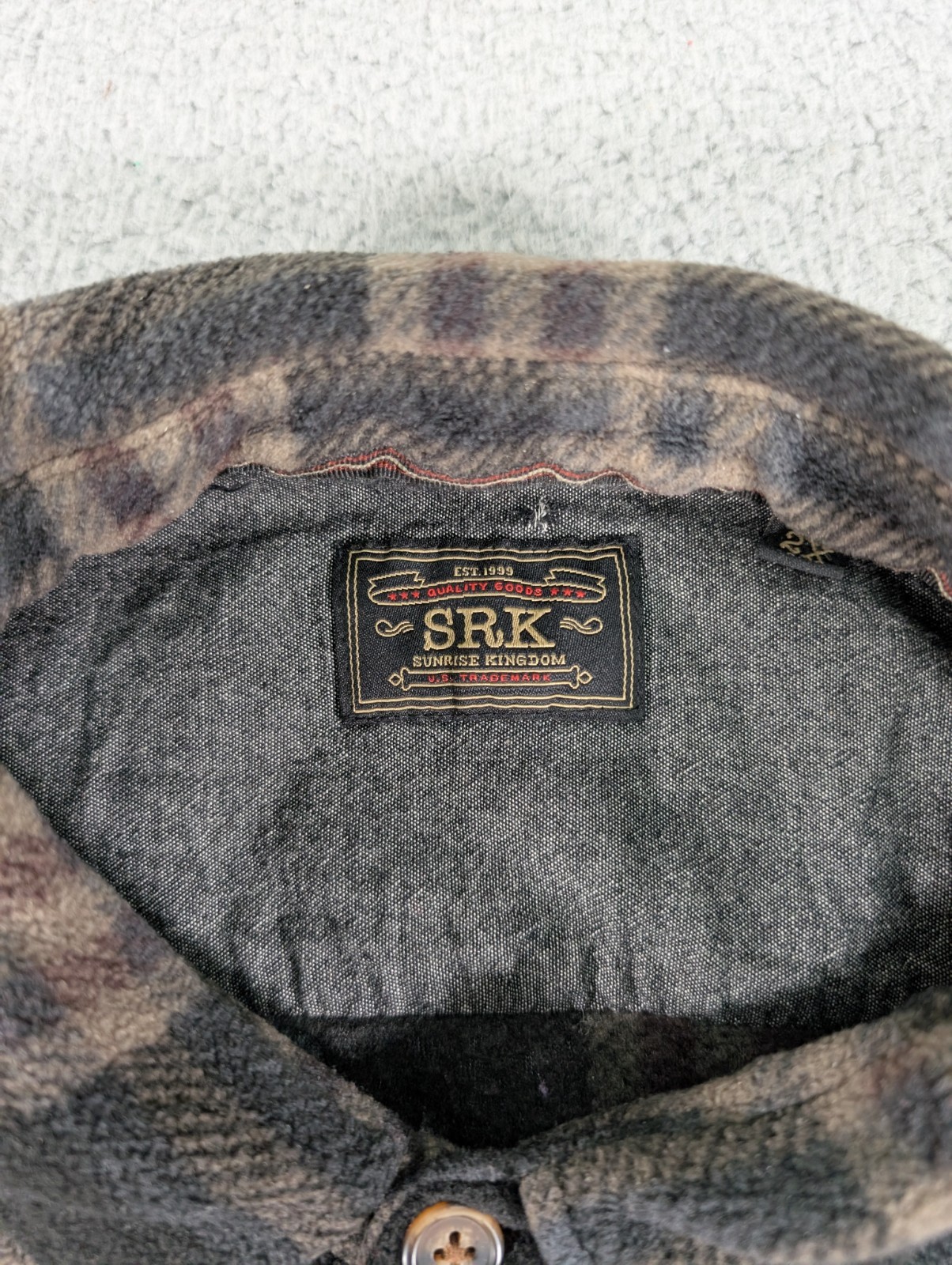 Sunrise Kingdom SRK Flannel Plaid Jacket Mens Size 2XL Brown Button Up Striped