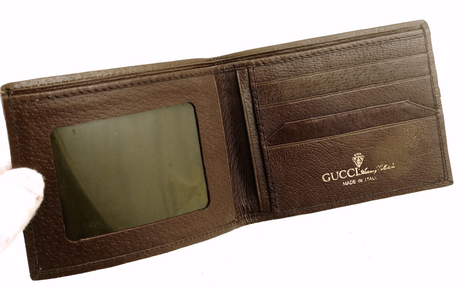Authentic GUCCI GG Monogram Coated Canvas Leather Mens Bifold Wallet Italy