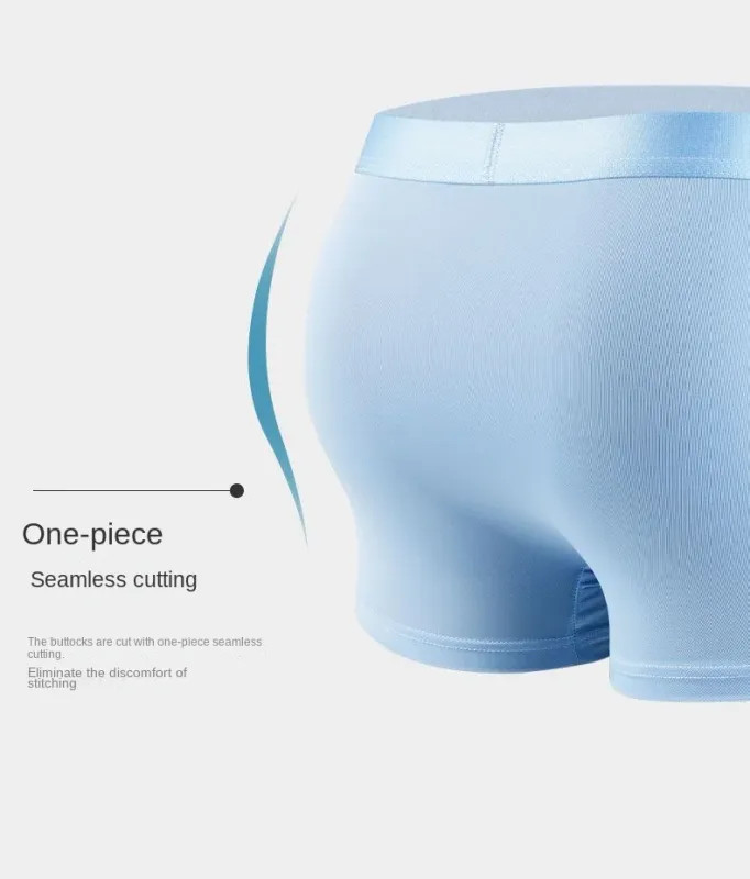 4pcs Men’s Ice Silk Boxer Shorts Underwear Breathable Thin U Convex L-6XL