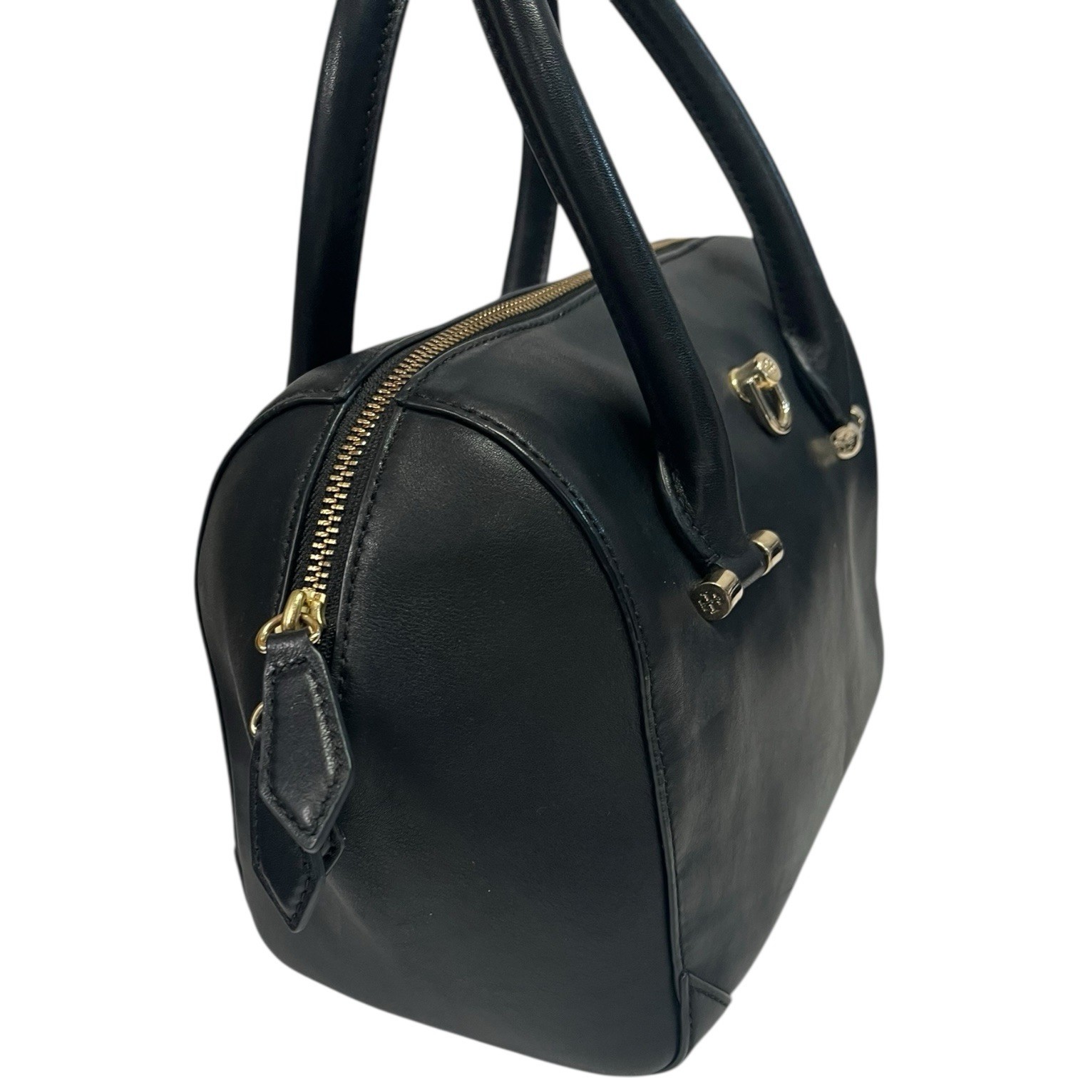 Tory Burch Robinson Satchel Womens Medium Black Leather Top Handle Designer