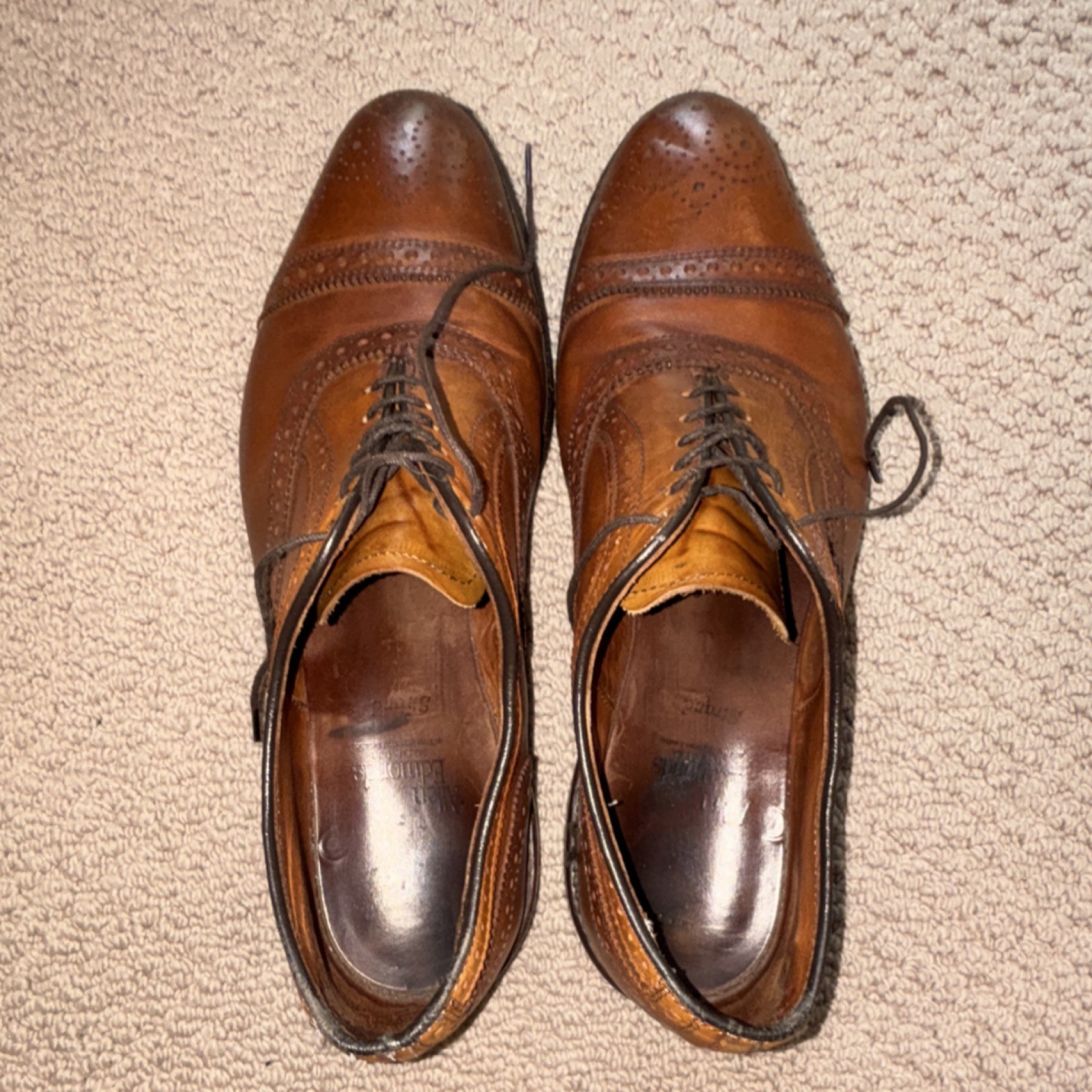Allen Edmonds Brown Leather Cap Toe Brogue Oxford Dress Shoes Men’s 9.5 D