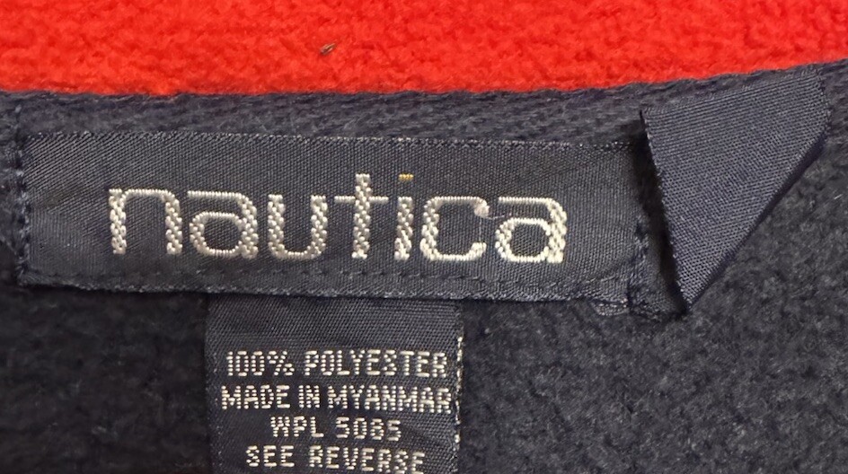 NAUTICA 1/4 Quarter Zip Fleece Navy Logo Womens Large 16-18