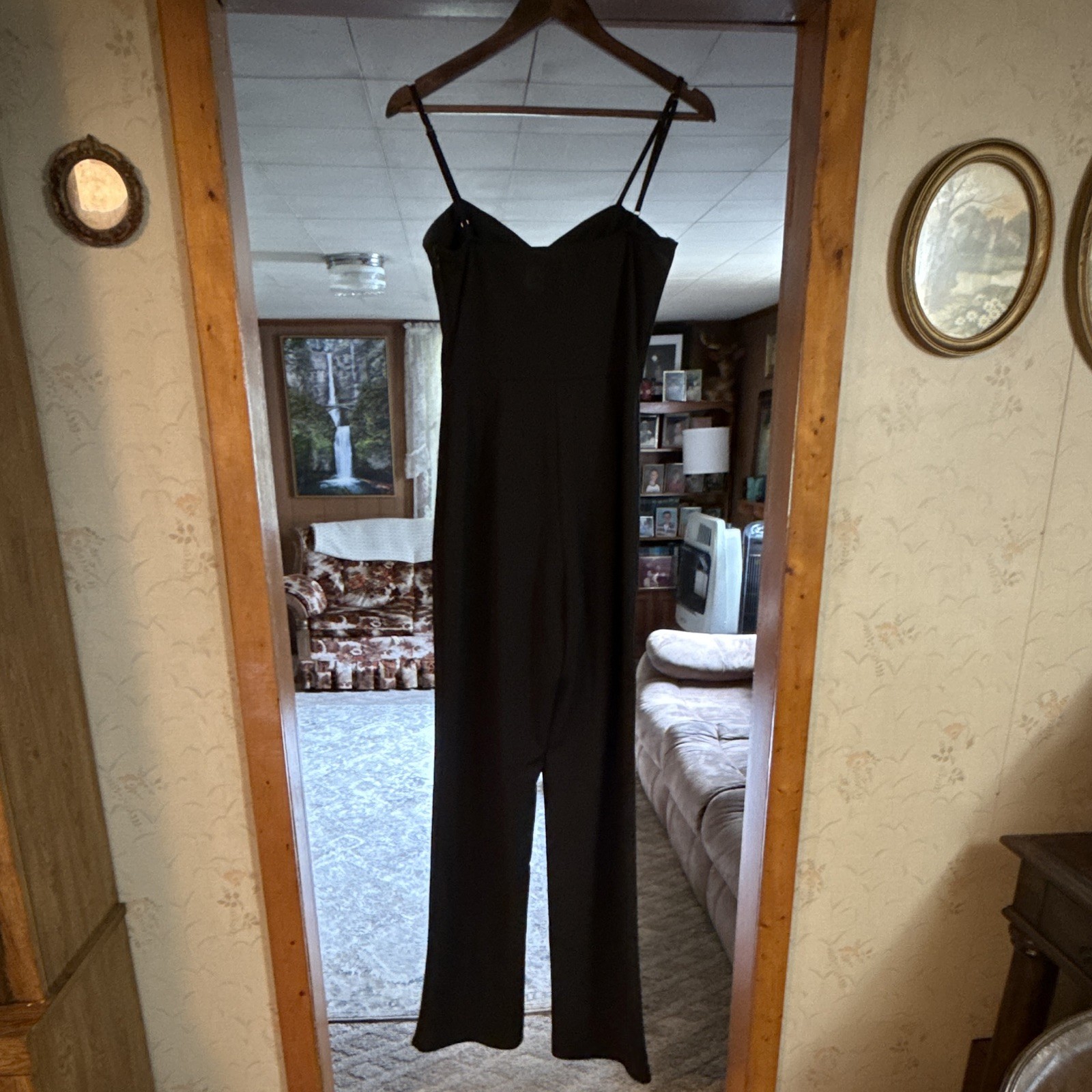 Willow+Root Black V-Neck Sleeveless Strappy Jumpsuit Adjustable Straps M