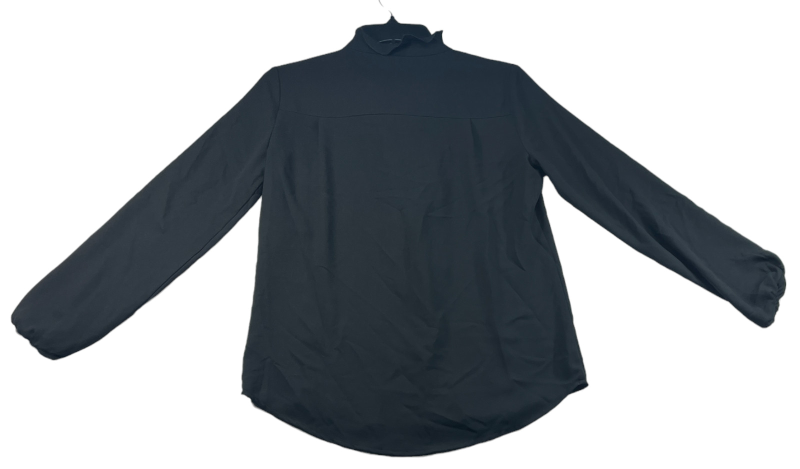 Bar III Button Down Blouse Womens size XXS Black Business Career Ruffle Trim New