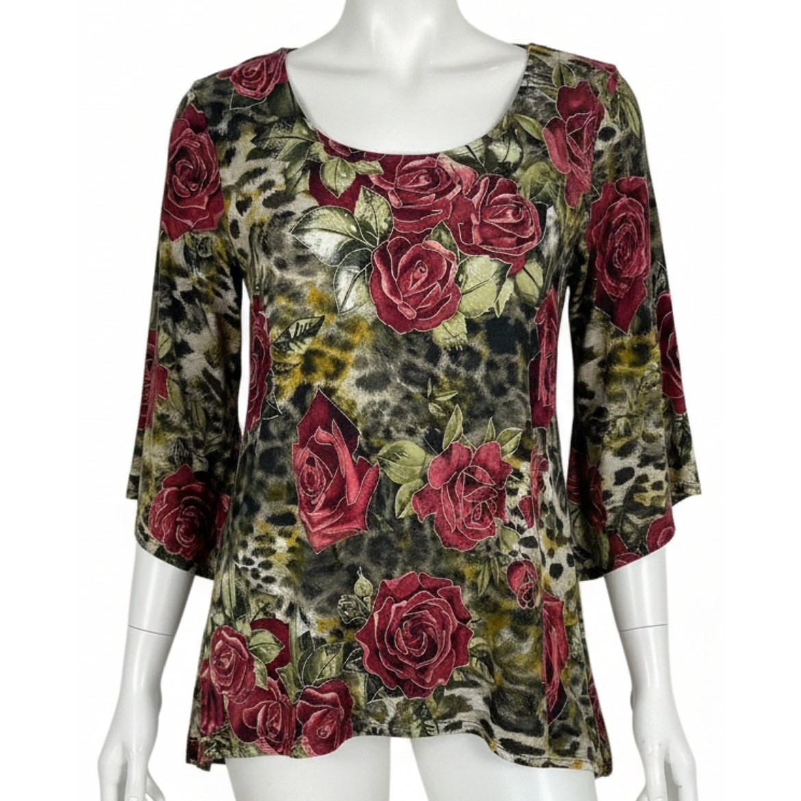 Vintage Y2K Top XL Pink Floral Scoop Neck Feminine Colorful Fairy Grunge Tunic
