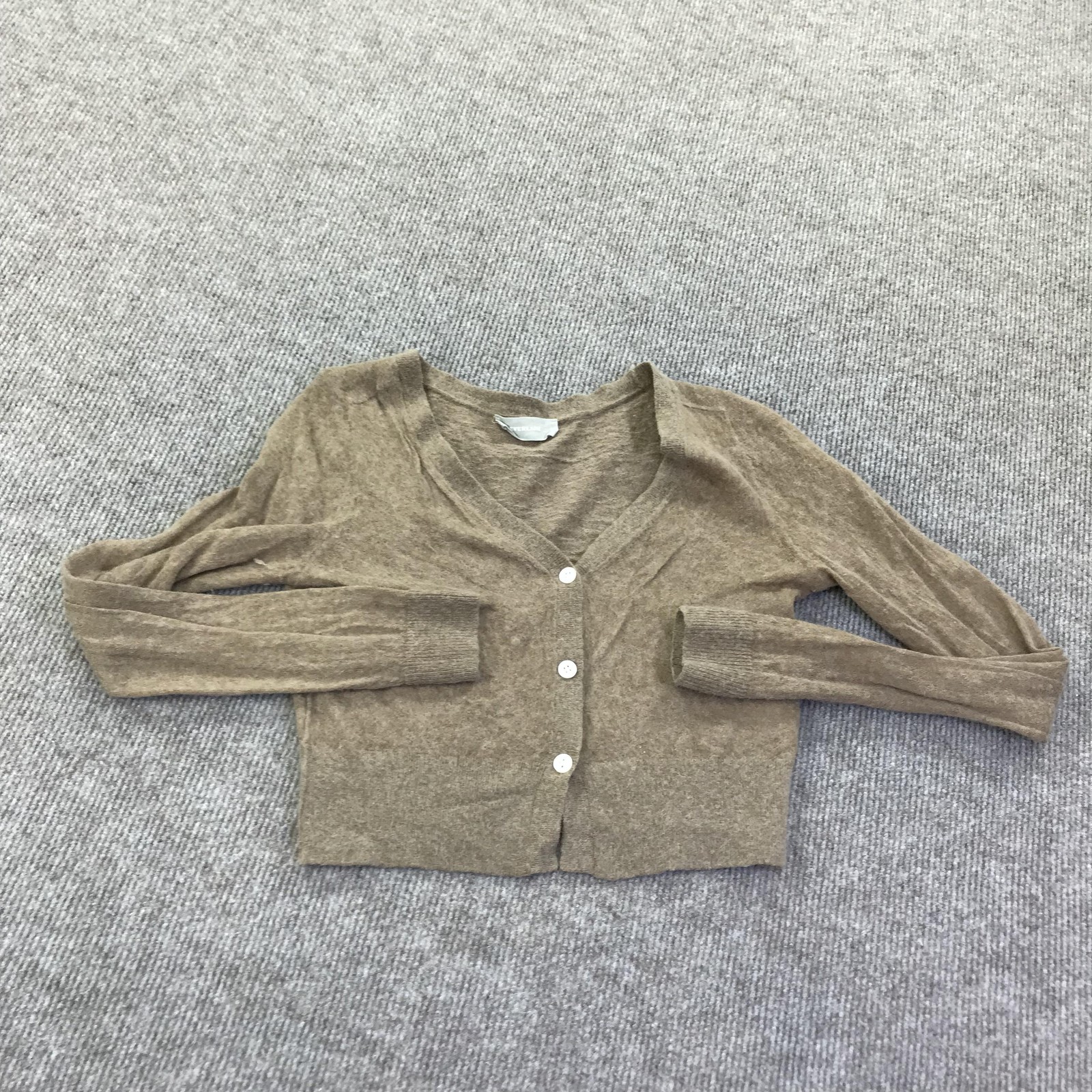 Everlane Sweater Cardigan Womens Small Brown Alpaca Wool V Neck Button Cropped