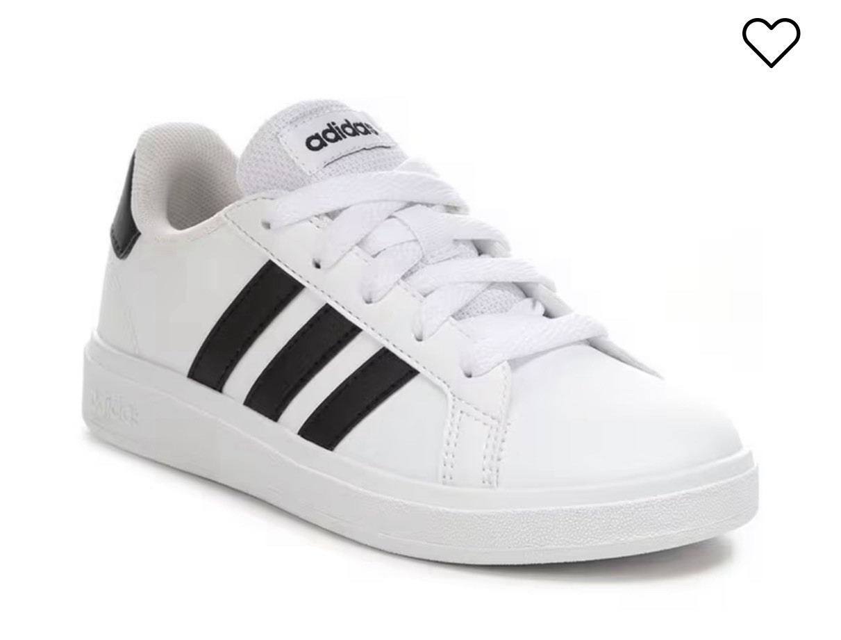 Adidas Grand Court 2.0 Youth 1Y White Athletic Shoes