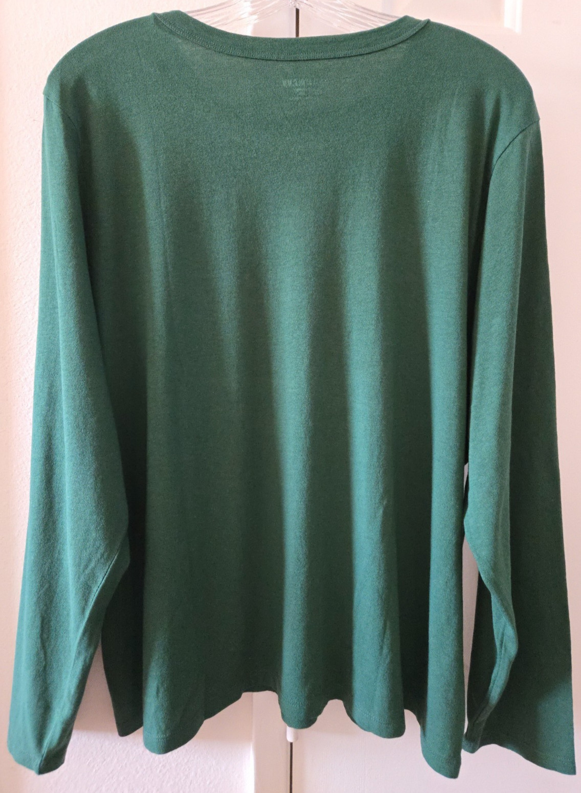 Dark Green Emerald Cotton Jersey Scoop Neck Long Sleeve T-shirt XL 2X XXL 3X 4X
