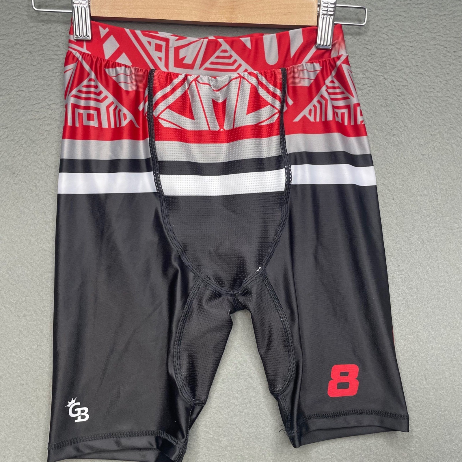 Gamebreaker Men Compression Shorts Polyester Small Red Black Tribal The Wood