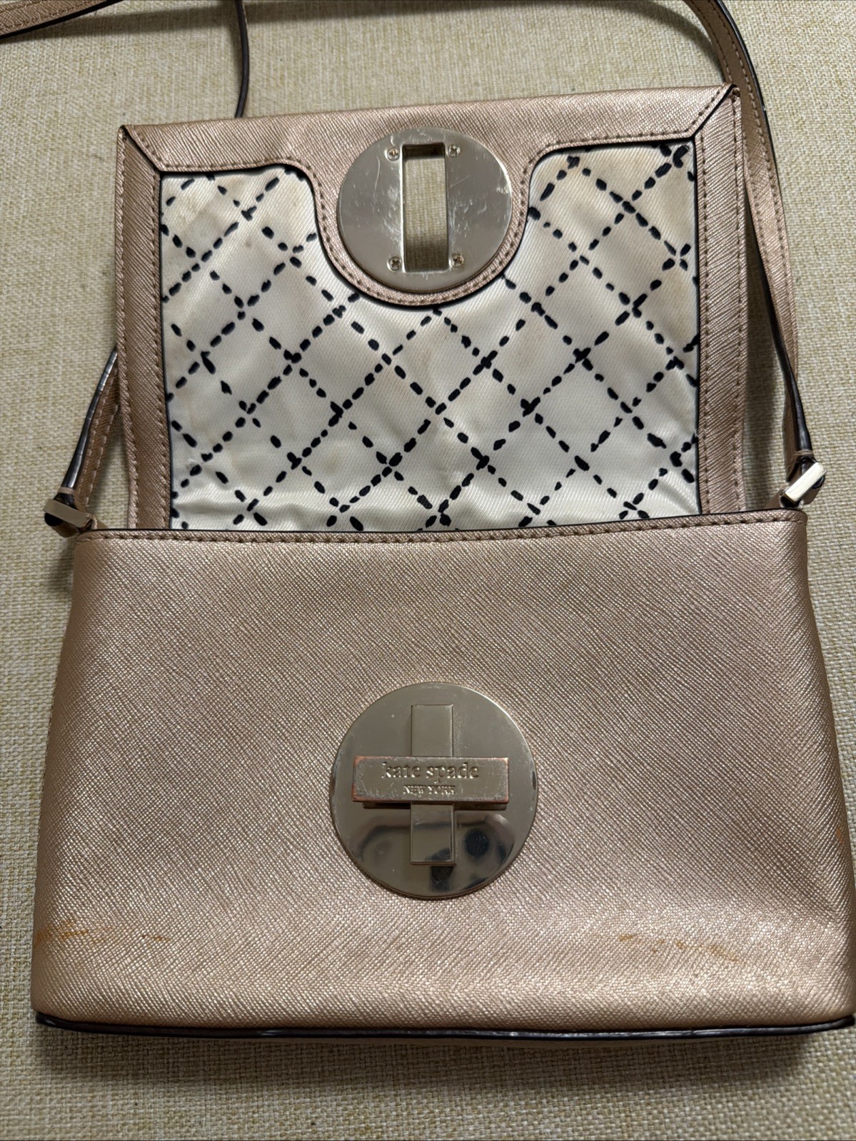 Kate Spade New York Newbury Lane Sally Crossbody Bag Metallic Rose Gold