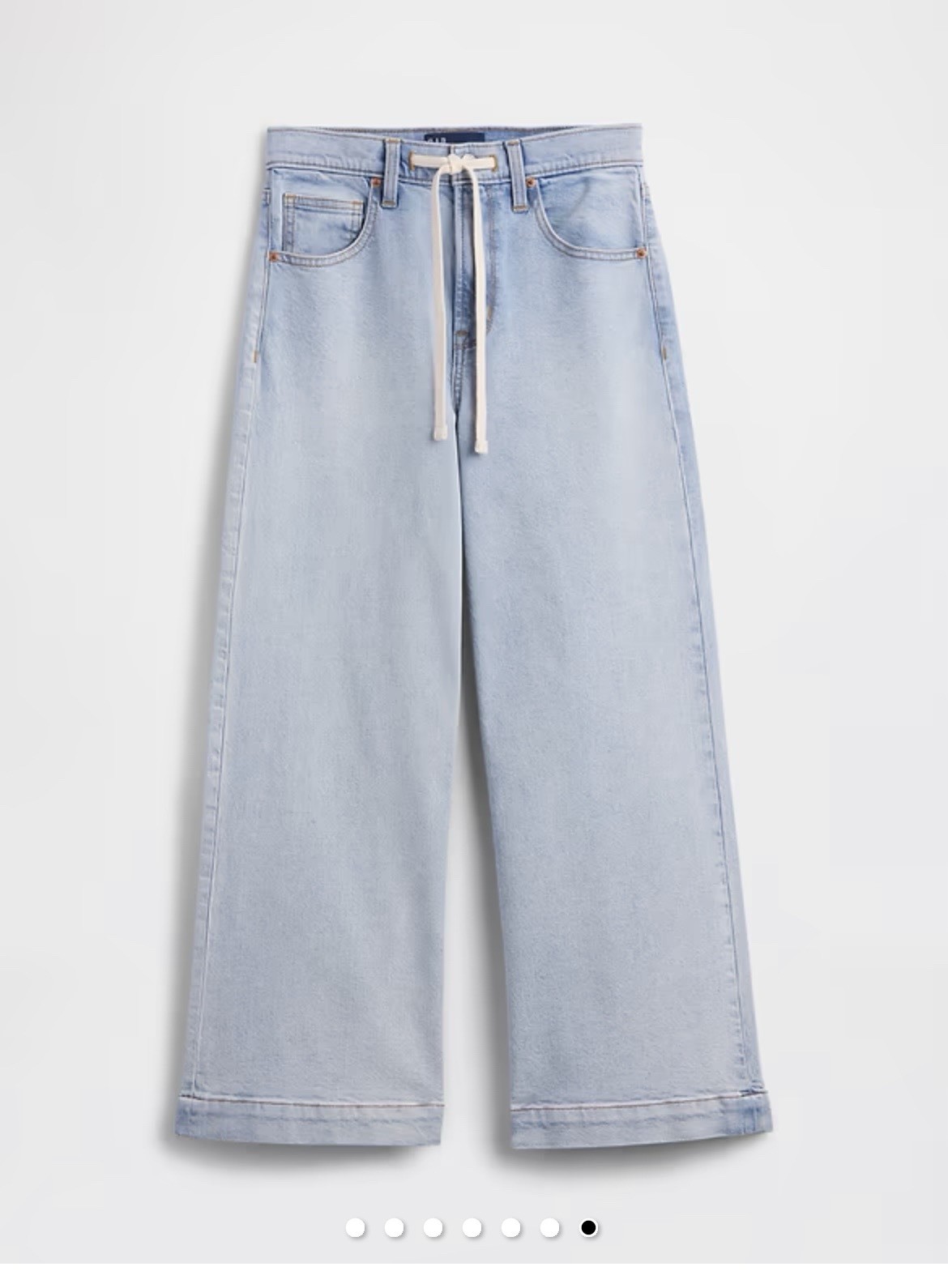 GAP High Rise Drawstring Wide Leg Crop Light Wash Jeans 2/26R NWT