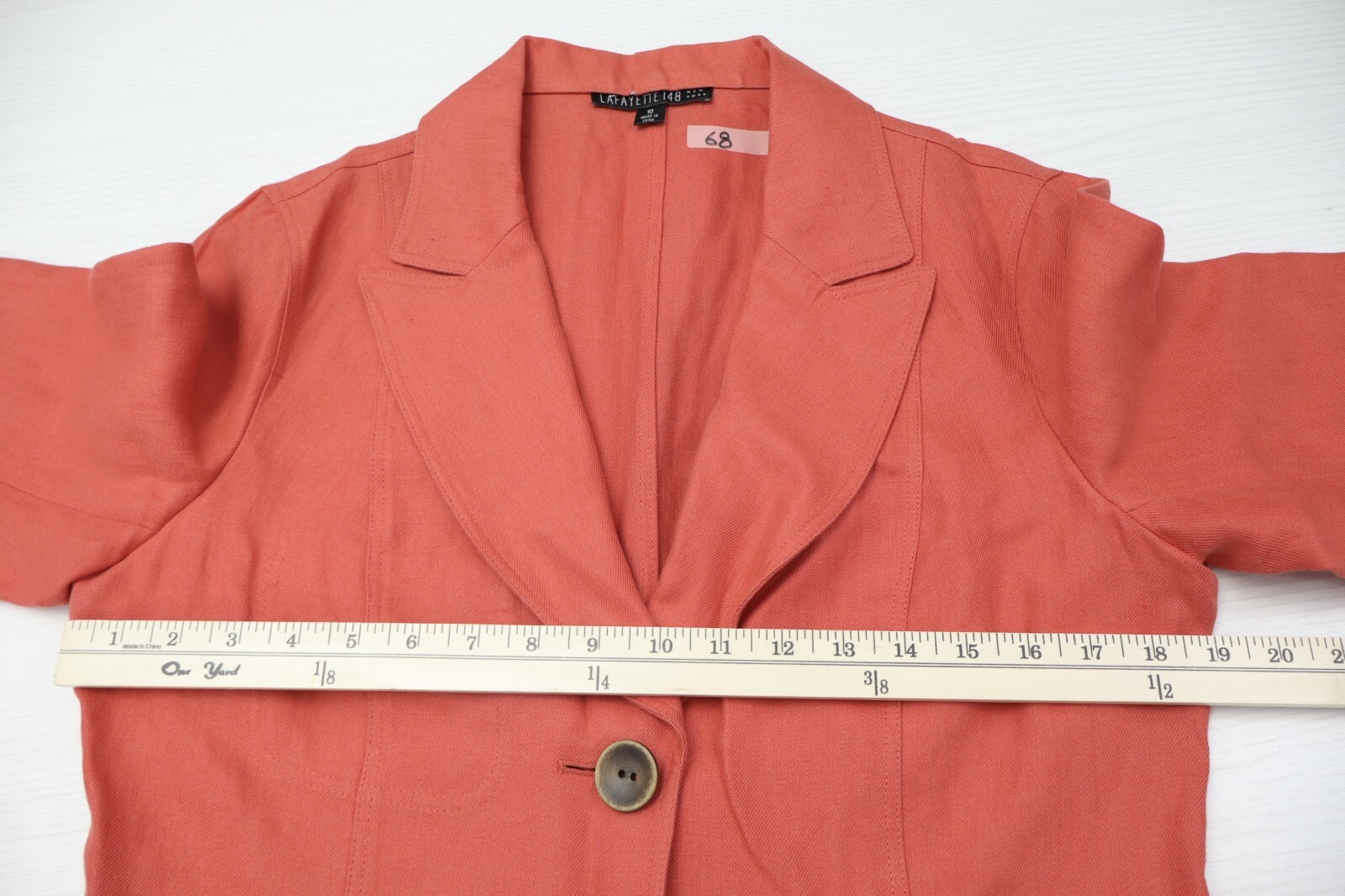 NEW LAFAYETTE 148 Women’s 100% Linen Jacket Long Sleeve Deep Coral Red Size 10