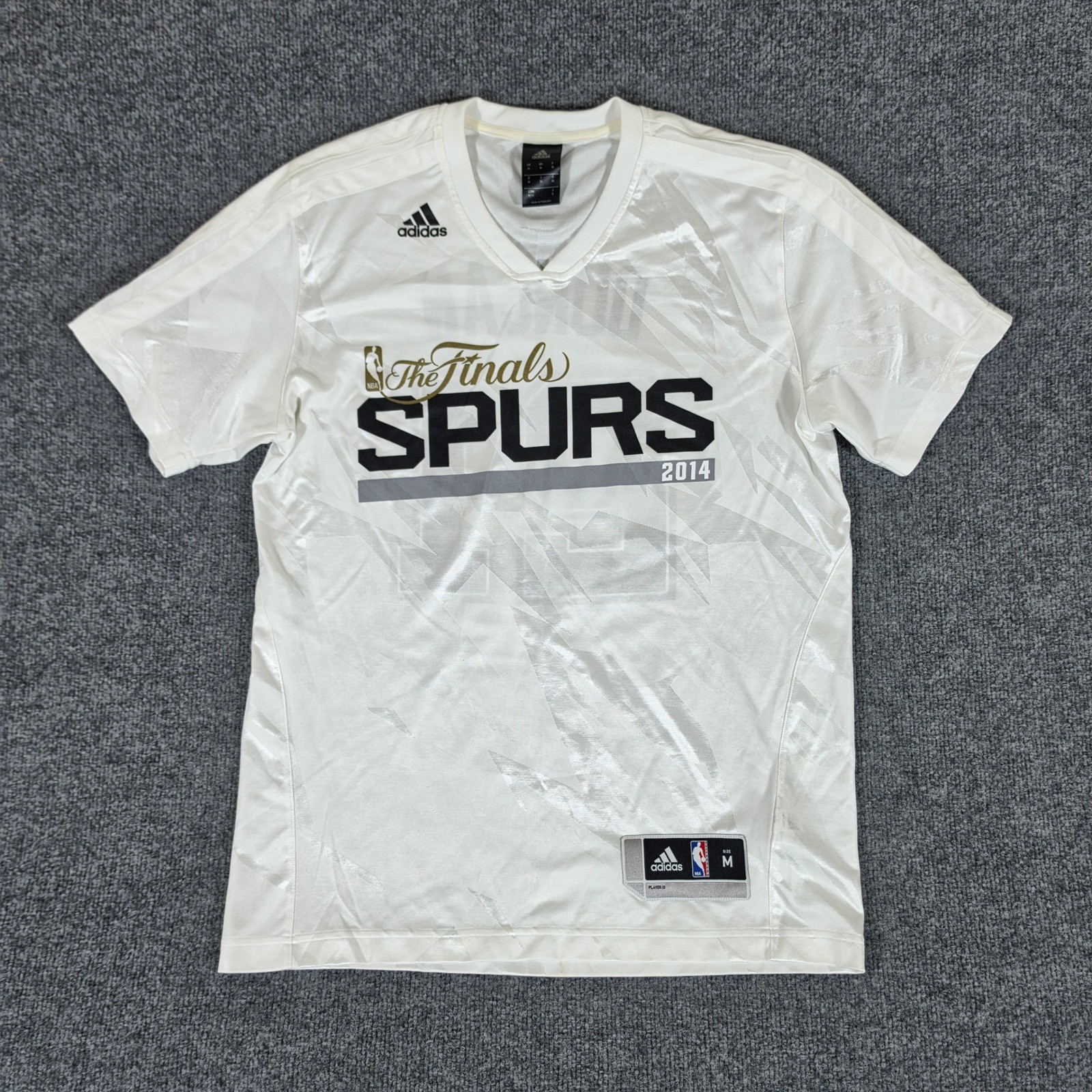 2014 NBA Finals Adidas Tim Duncan San Antonio Spurs Jersey Shirt White Mens M