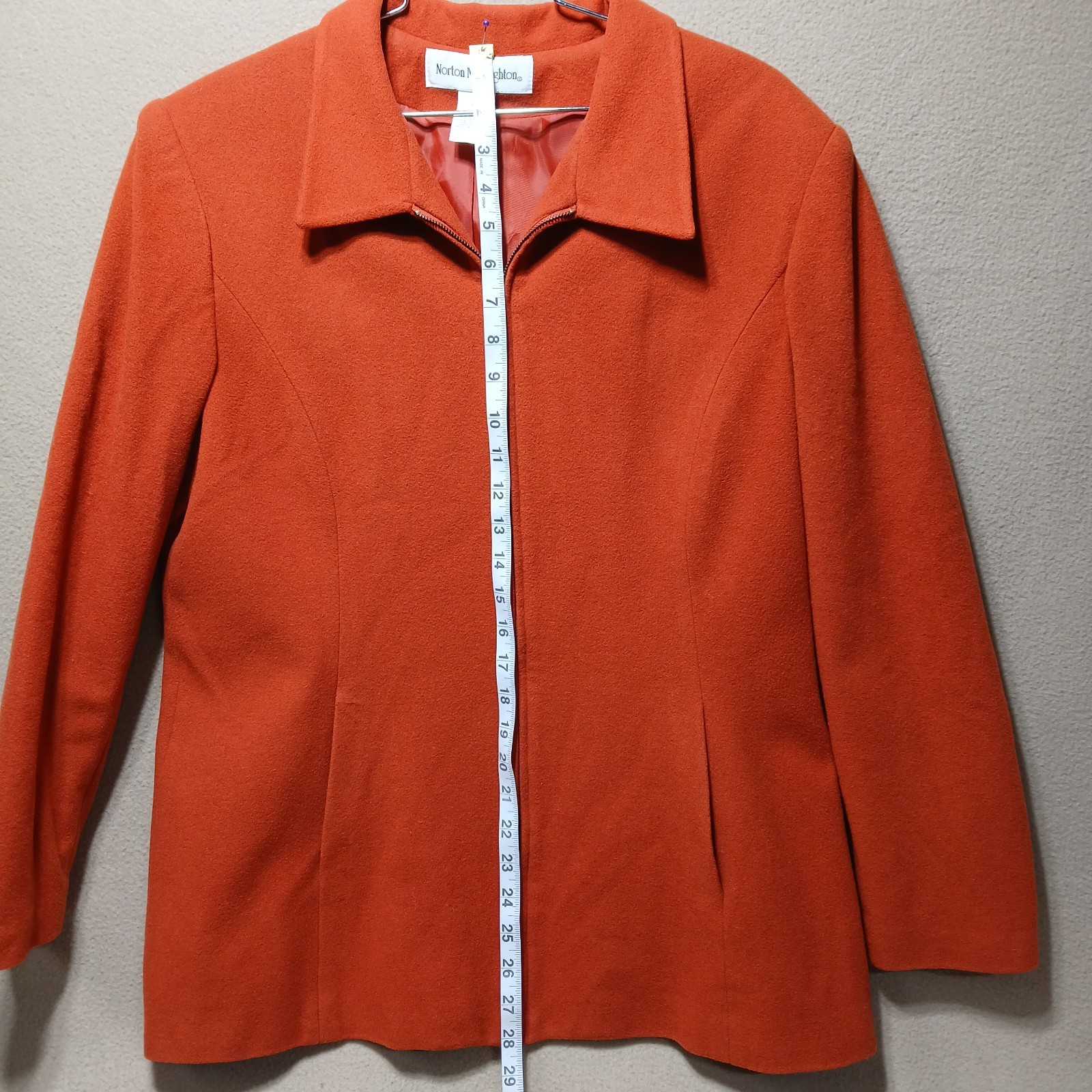 Norton McNaughton Jacket Size 12 Wool/Cashmere Full Zip Burnt Orange Soft A-Line