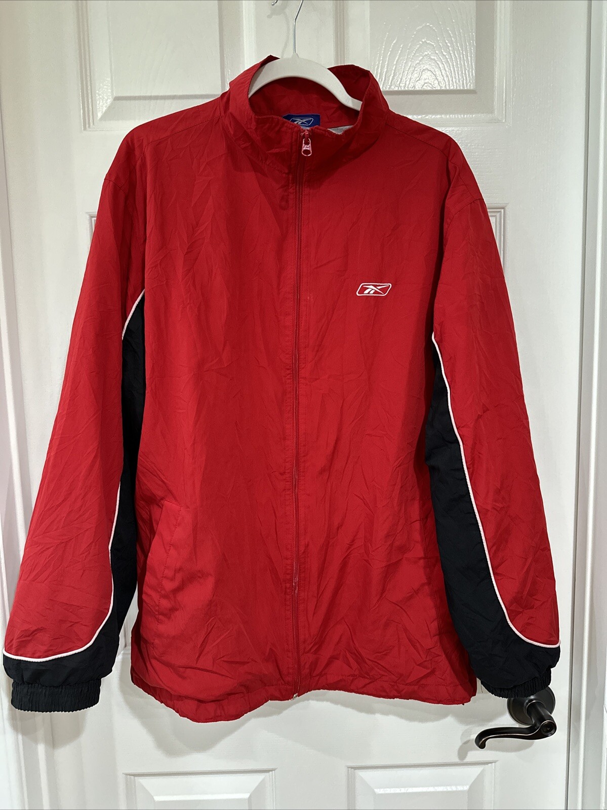 Y2K Reebok Men’s Size L Red & Black Windbreaker Track Jacket Color Block – NOTE
