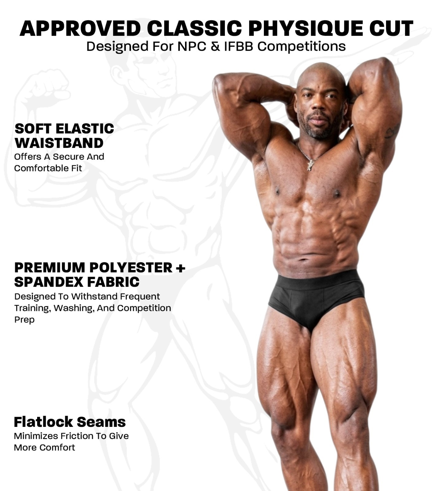 Exxact Sports Classic Bodybuilding Posing Trunks, IFBB NPC Classic