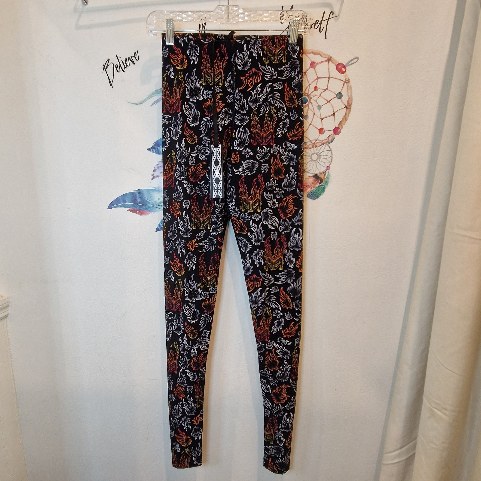 MARCELL VON BERLIN Flame Print Leggings Women’s Size EU XS / US XXS NWT Black