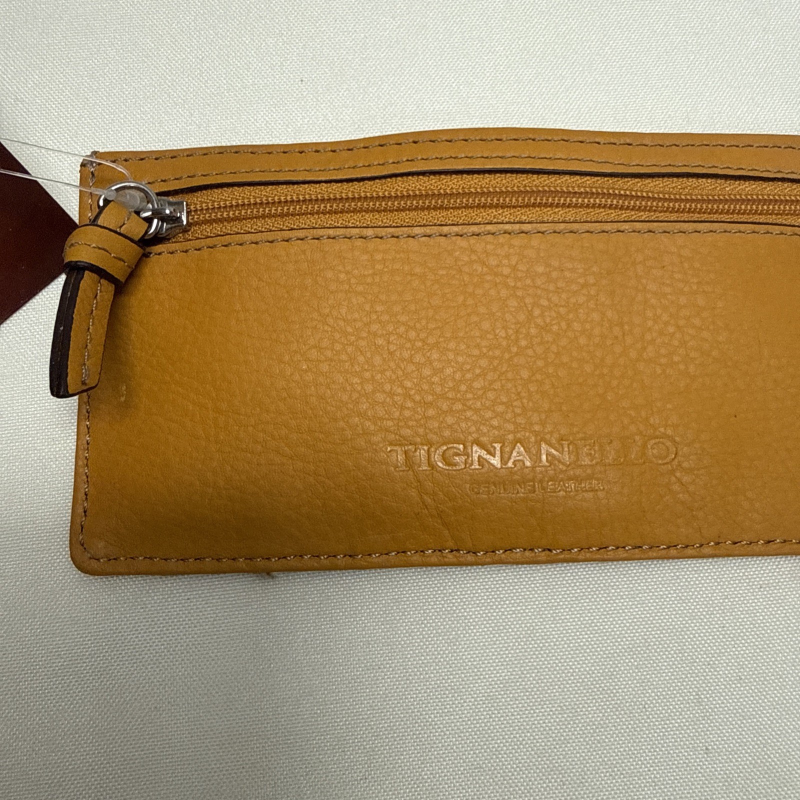 TIGNANELLO Leather Slim Card Wallet Coin Purse Dandelion YELLOW 6.75 X 3.25” NEW