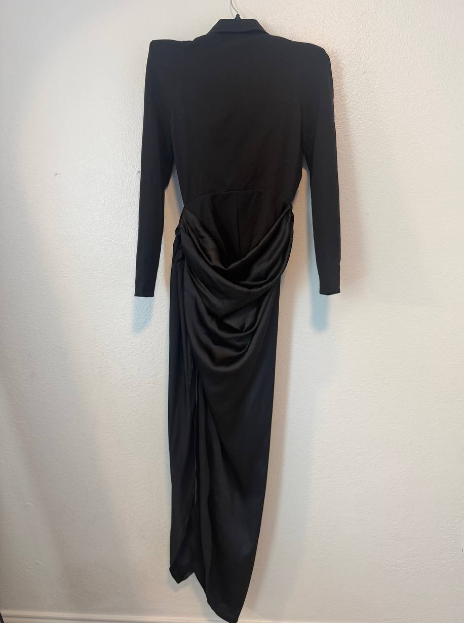 NWT Donnée Par Dieu YRIS Black Draped Blazer Maxi Dress Small