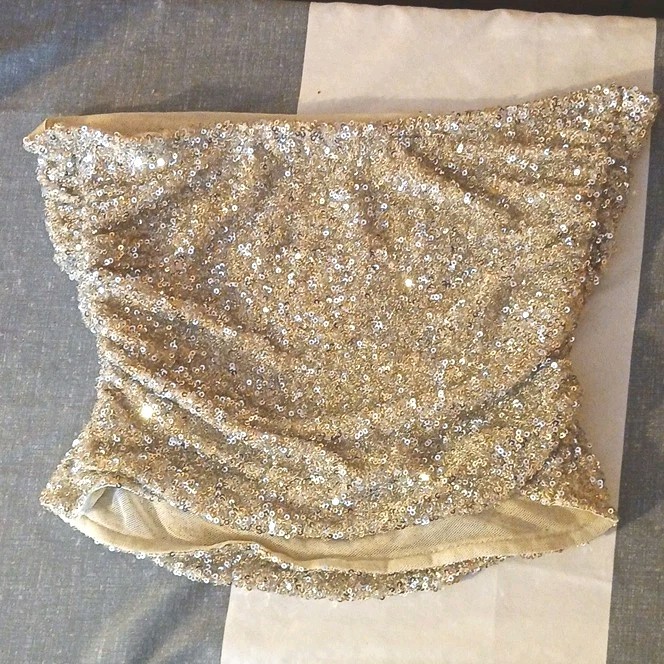 Free People Intimately Silver Sequin Strapless Camisole Top Women’s M