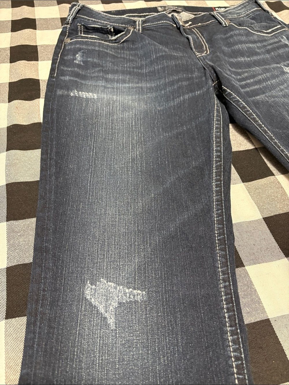 Silver Jeans Boyfriend Fluid Denim Jeans Distressed Stretch Dark 32 x 29/31.5